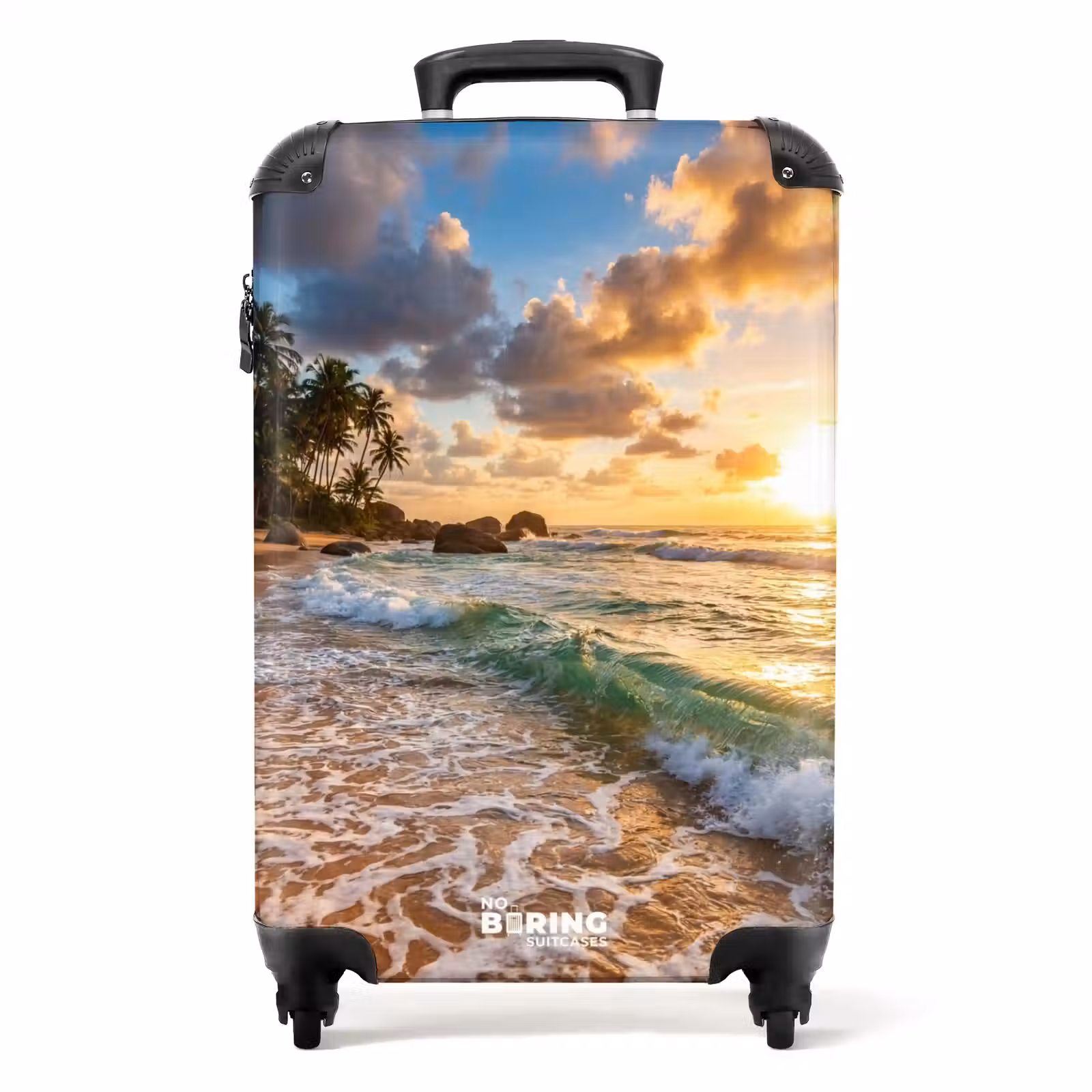 Koffer - Strand – Sonnenuntergang – Wellen – Natur – Gold - Strand - Zonsondergang - Golven - Natuur - Goud NBS - Handbagage koffer - Volwassenen Unisex middel