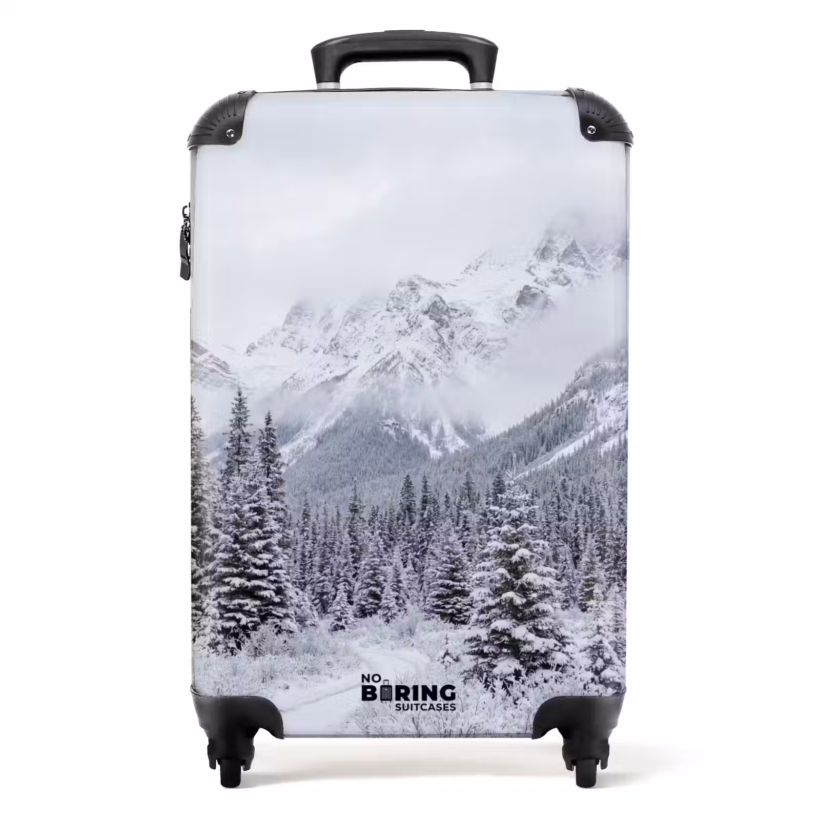 Koffer - Straße – Berge – Schnee – Nadelwald – Abenteuerlich - Weg - Bergen - Sneeuw - Naaldbos - Avontuurlijk NBS - Handbagage koffer - Volwassenen Unisex middel