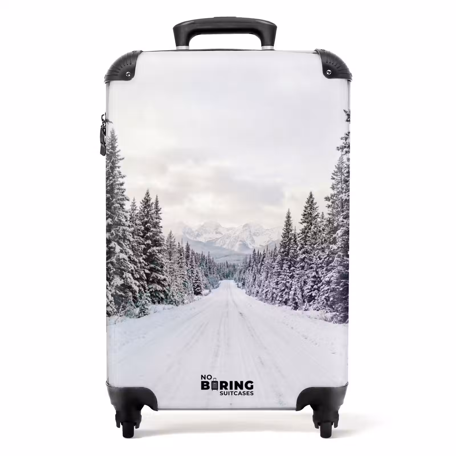 Koffer - Straße – Schnee – Nadelwald – Winter – Abenteuerlich - Weg - Sneeuw - Naaldbos - Winter - Avontuurlijk NBS - Handbagage koffer - Volwassenen Unisex middel