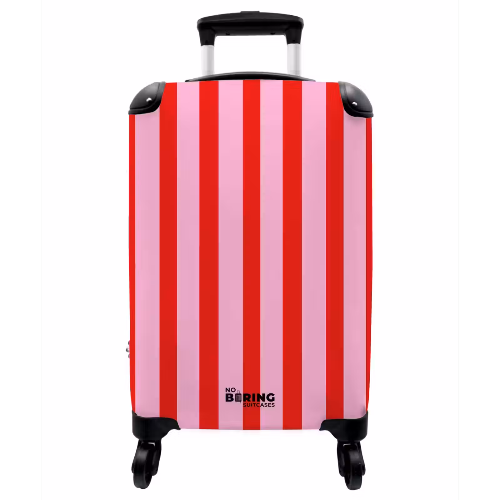 Koffer - Streifen – Klassisch – Rosa - Strepen - Klassiek - Roze NBS - Handbagage koffer - Vrouwen middel