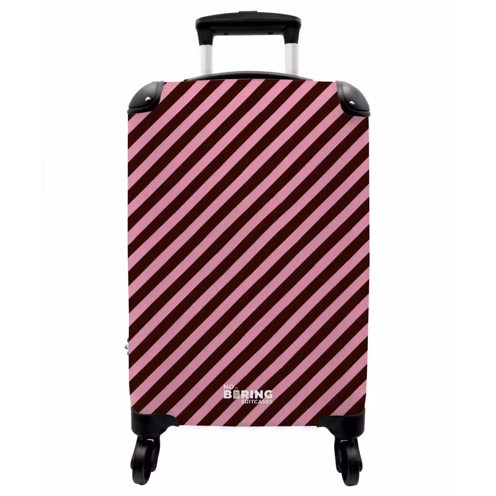 Koffer - Streifen – Rosa – Braun - Strepen - Roze - Bruin NBS - Handbagage koffer - Vrouwen middel