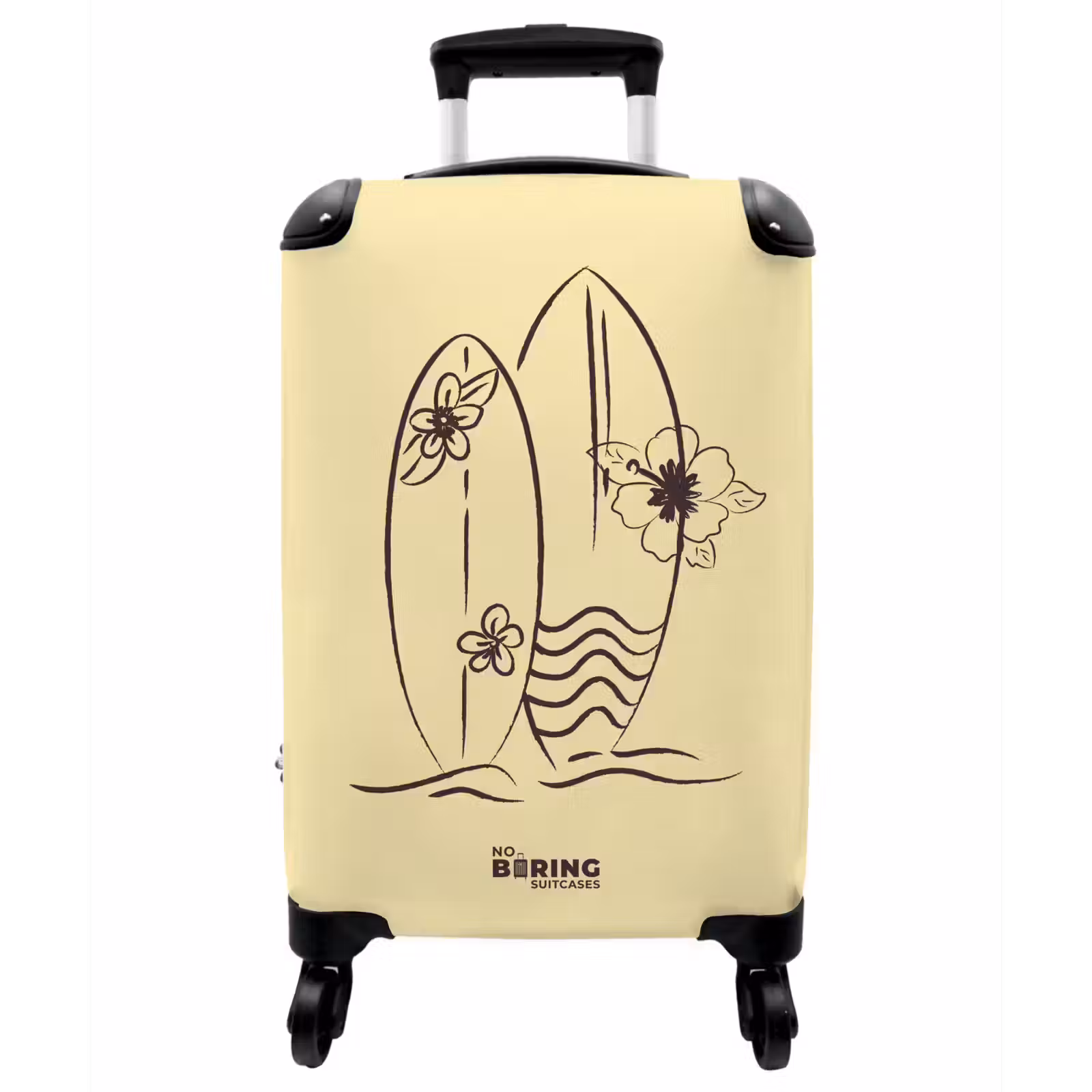 Koffer - Surfbrett – Blumen – Gelb - Surfboard - Bloemen - Geel NBS - Handbagage koffer - Vrouwen middel