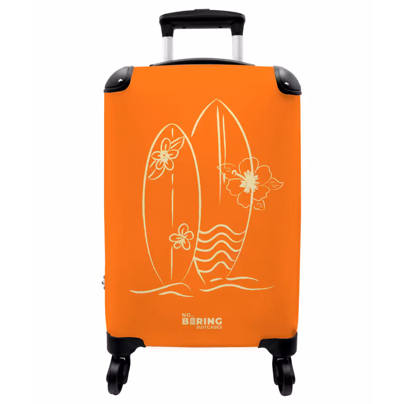 Koffer - Surfbretter – Orange – Blumen - Surfboards - Oranje - Bloemen NBS - Handbagage koffer - Vrouwen middel