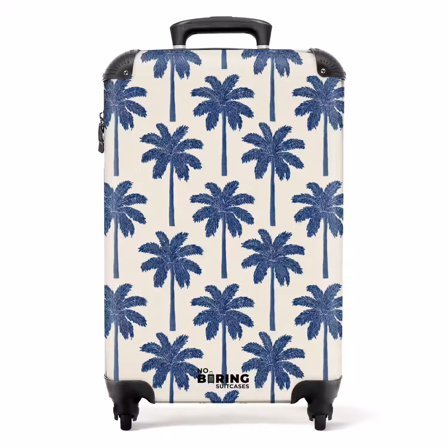 Symmetrisch - Palm - Blauw NBS - Handbagage koffer - Volwassenen Unisex middel -productfoto_recht