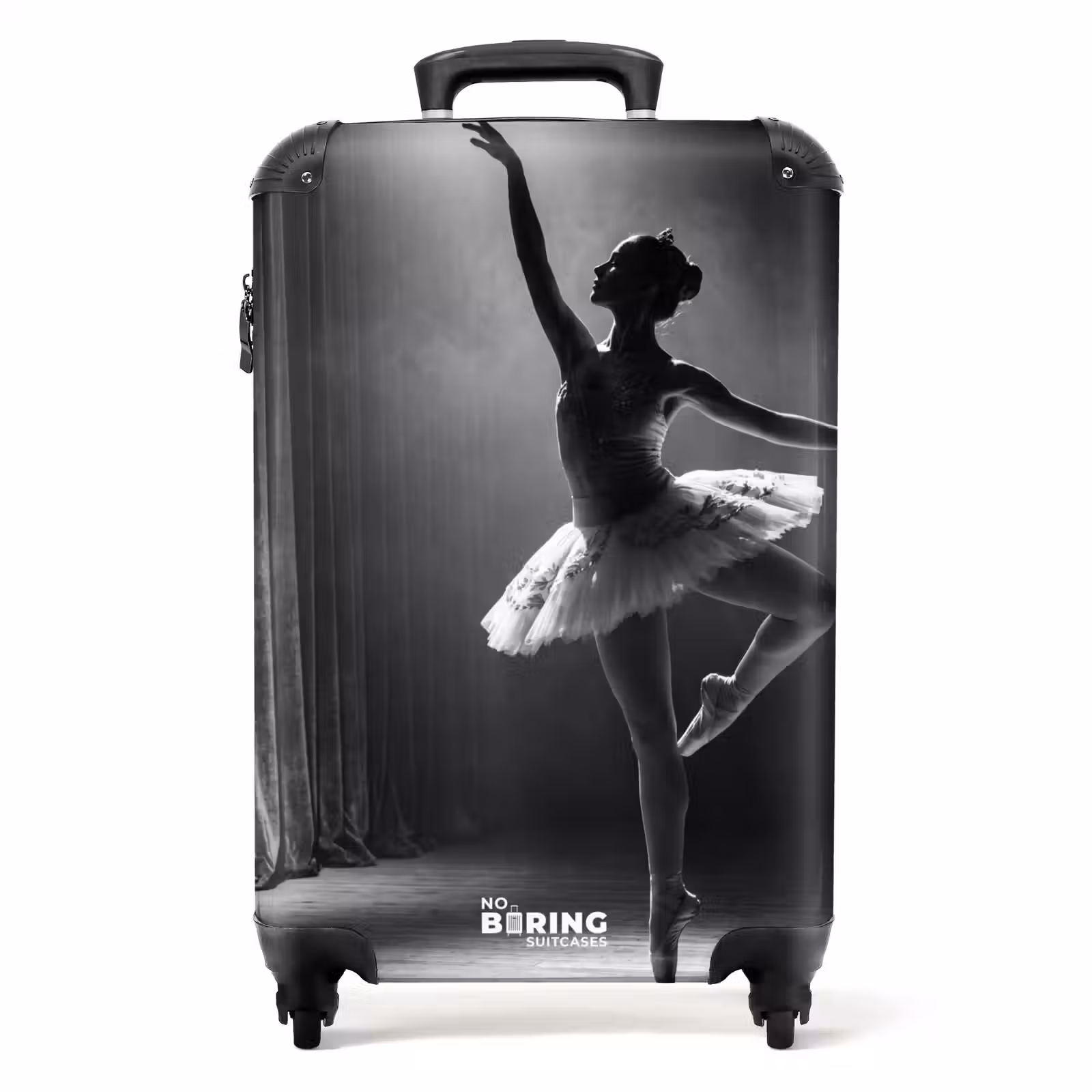 Koffer - Tänzerin – Bühne – Schwarz-Weiß – Kunst – Klassik - Danser - Podium - Zwart-wit - Kunst - Klassiek NBS - Handbagage koffer - Volwassenen Unisex middel