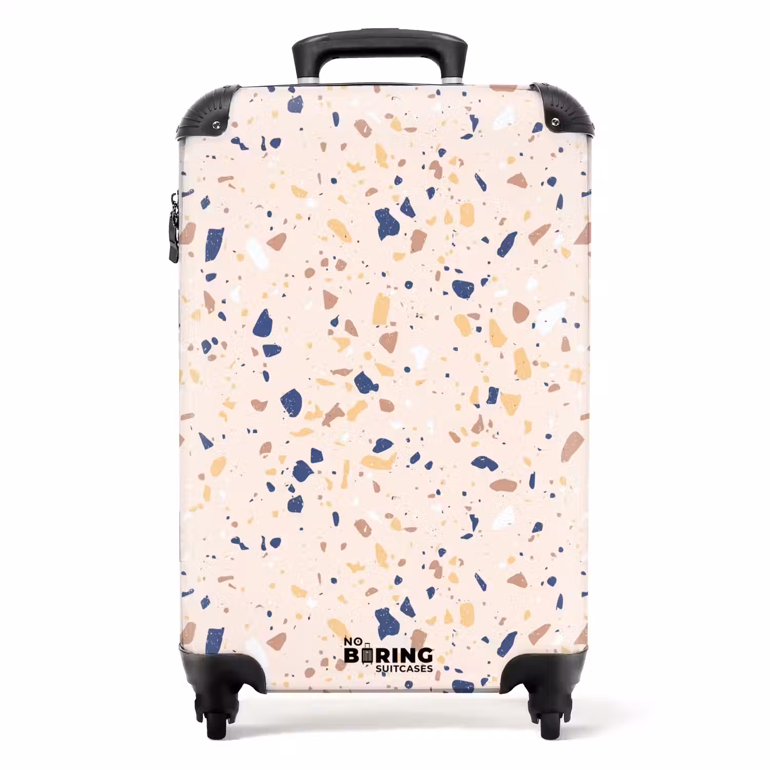 Terrazzo patroon veelkleurig blauw NBS - Handbagage koffer - Volwassenen Unisex middel -productfoto_recht
