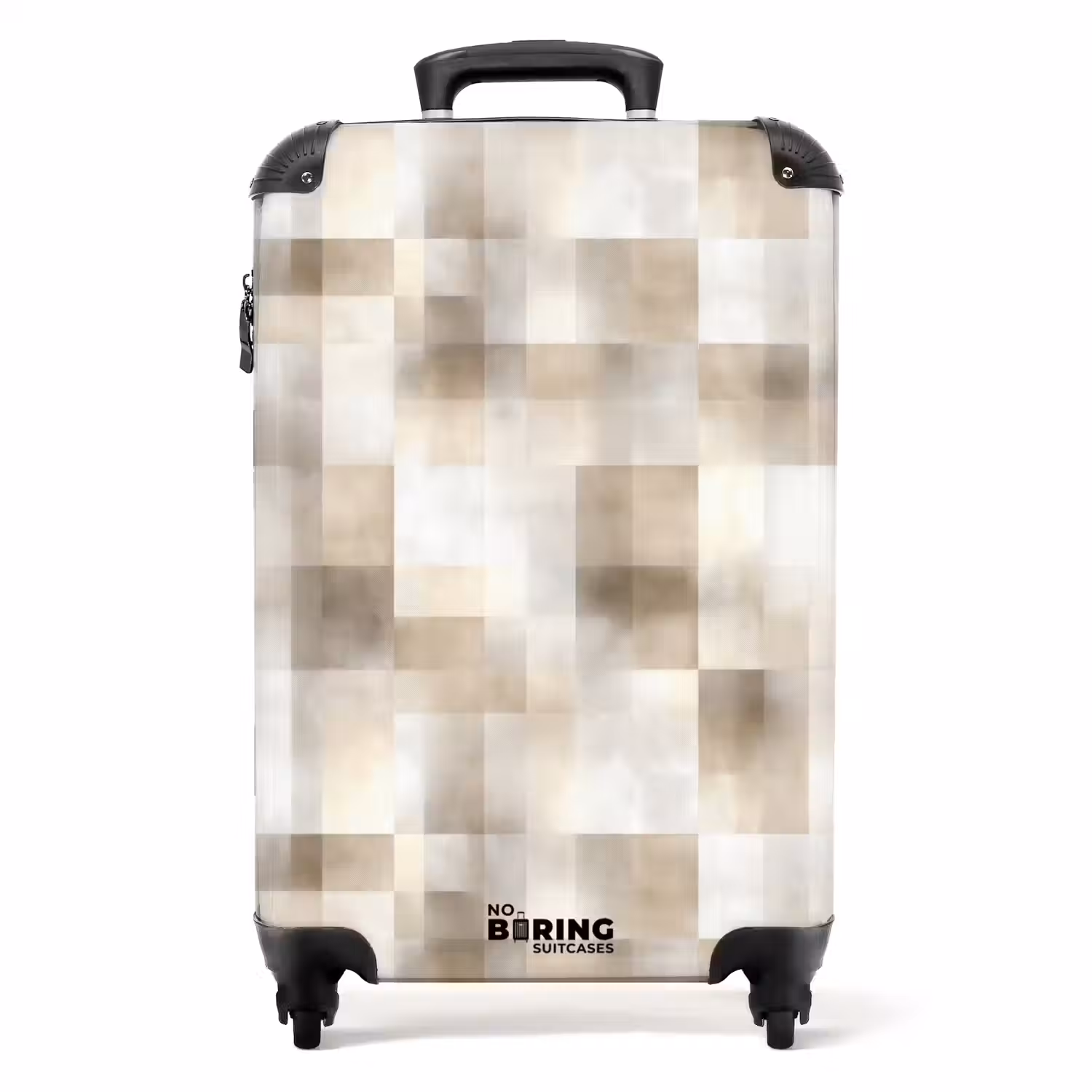 Textuur - Linnen - Beige NBS - Handbagage koffer - Volwassenen Unisex middel -productfoto_recht