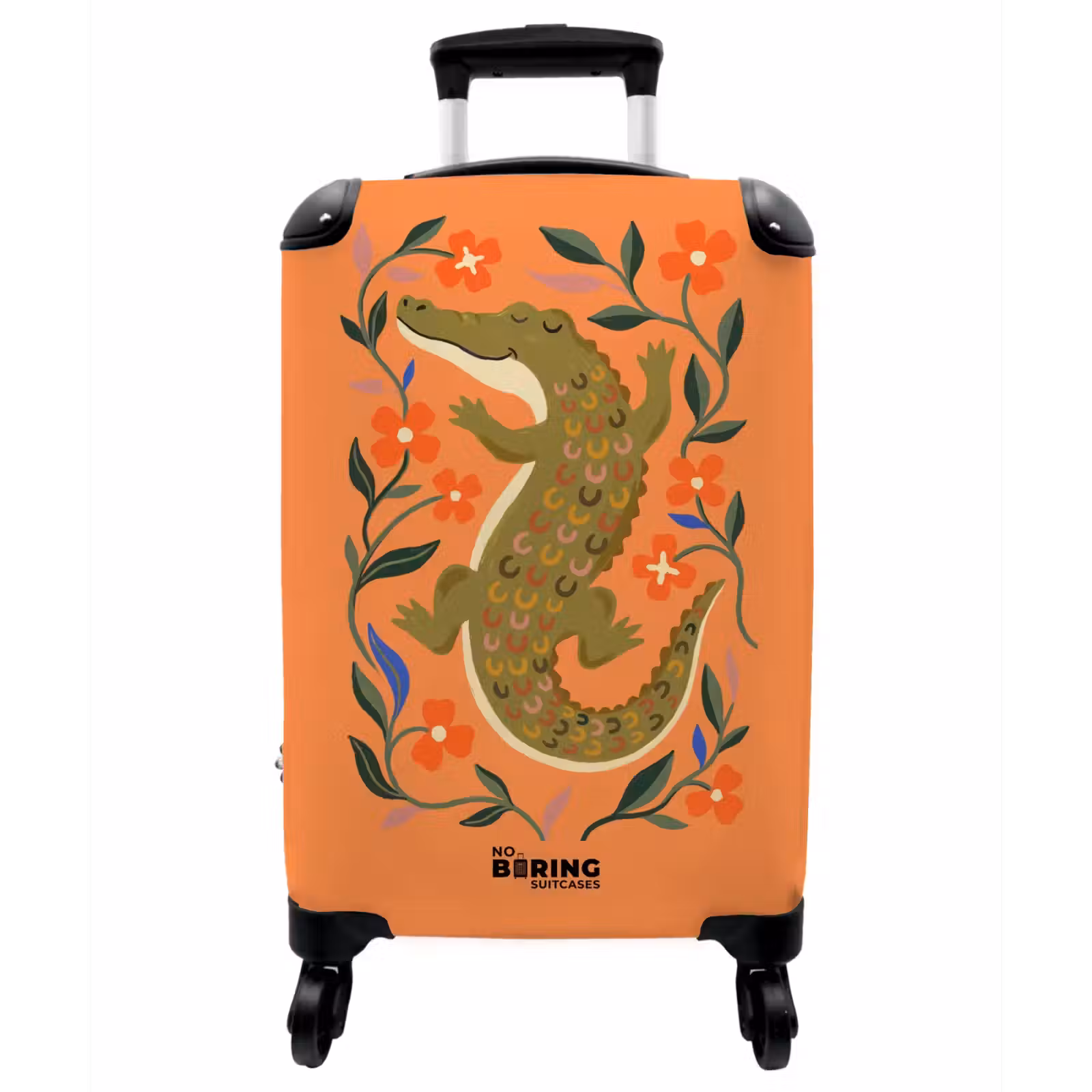 Koffer - Tiere – Blumen – Orange – Illustration – Natur - Dieren - Bloemen - Oranje - Illustratie - Natuur NBS - Handbagage koffer - Vrouwen middel