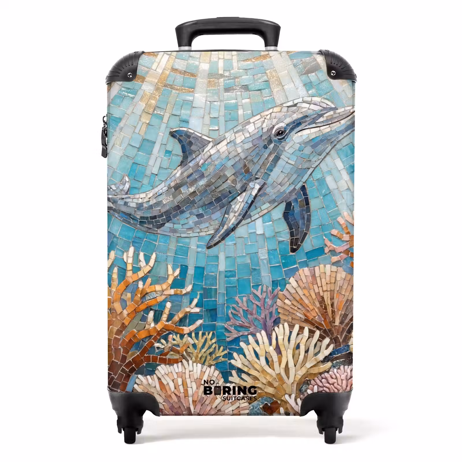Koffer - Tiere – Mosaik – Ozean – Koralle – Blau - Dieren - Mozaïek - Oceaan - Koraal - Blauw NBS - Handbagage koffer - Volwassenen Unisex middel