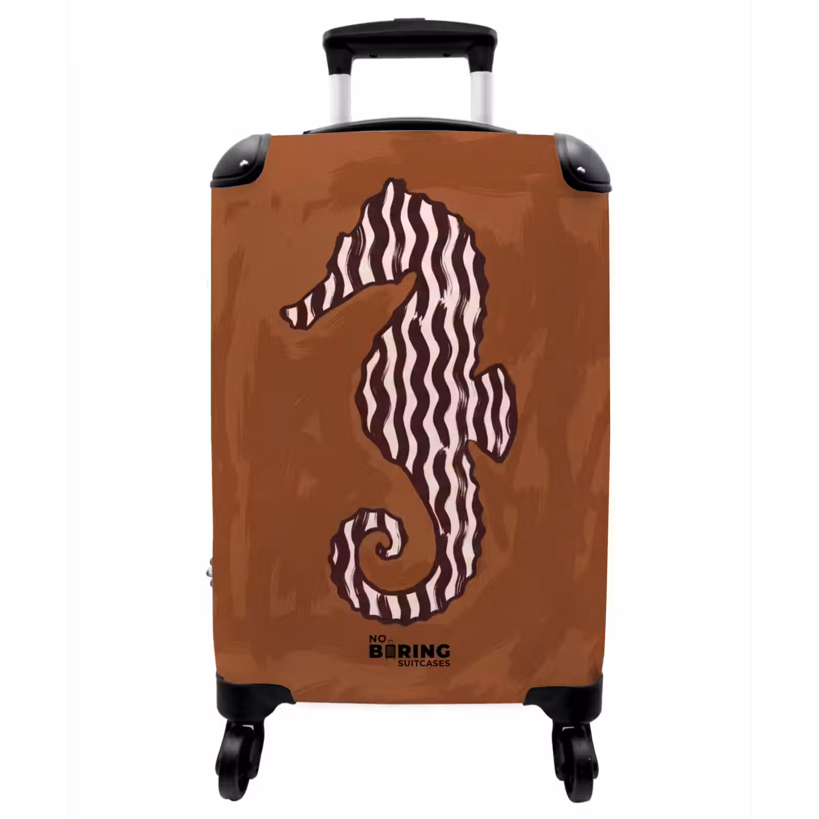 Koffer - Tiere – Seepferdchen – Abstrakt – Braun – Streifen - Dieren - Zeepaardje - Abstract - Bruin - Strepen NBS - Handbagage koffer - Vrouwen middel