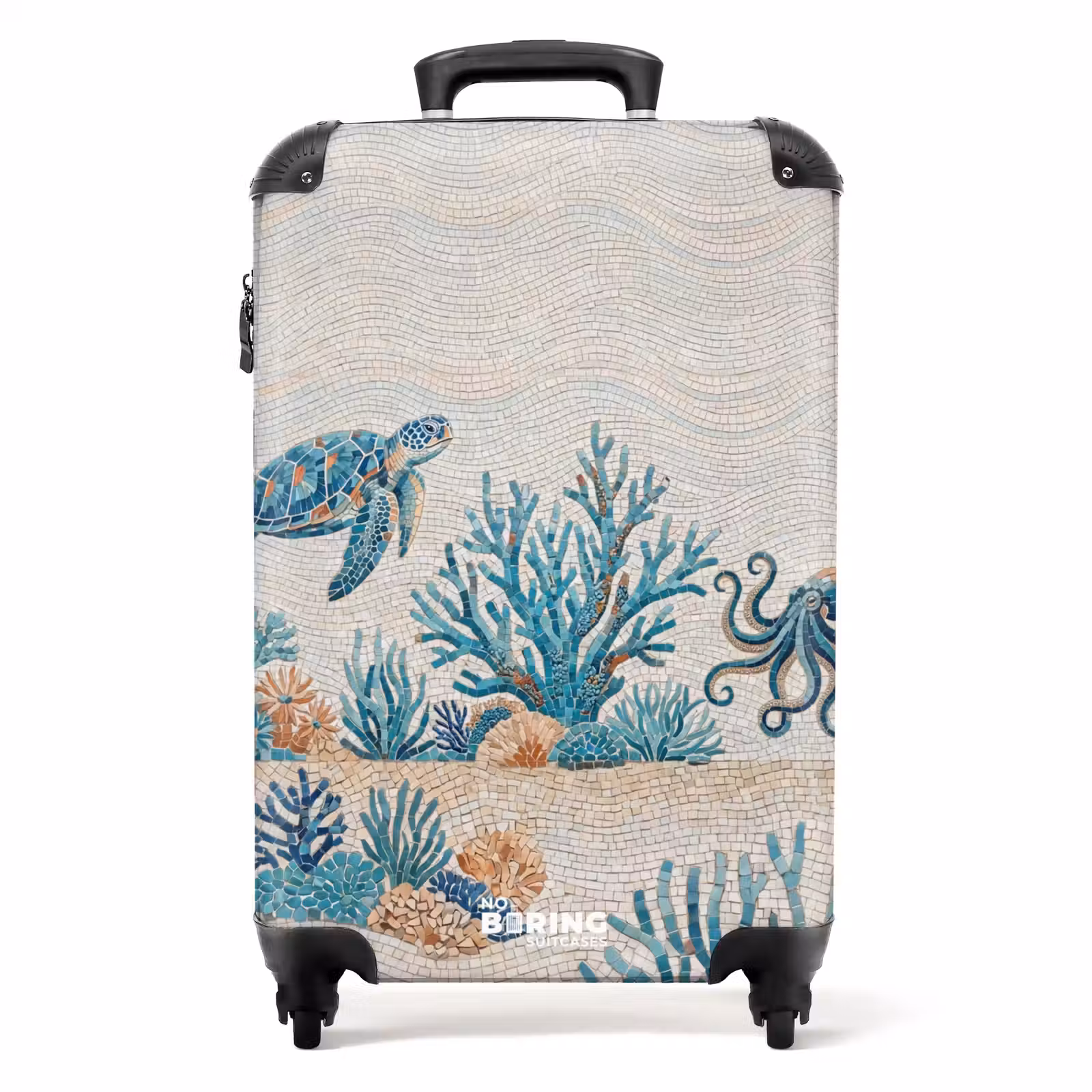 Koffer - Tiere – Unterwasser – Natur – Mosaik – Blau - Dieren - Onderwater - Natuur - Mozaïek - Blauw NBS - Handbagage koffer - Volwassenen Unisex middel