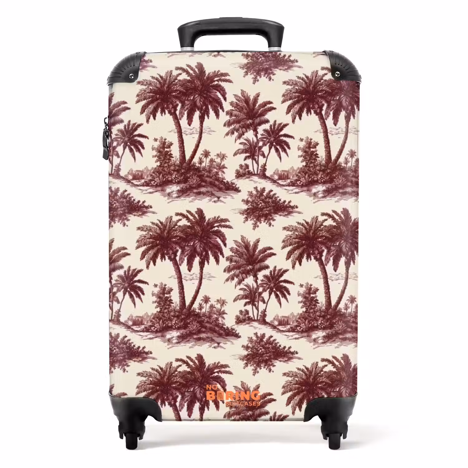 Tropisch - Geometrisch - Bordeauxrood NBS - Handbagage koffer - Volwassenen Unisex middel -productfoto_recht