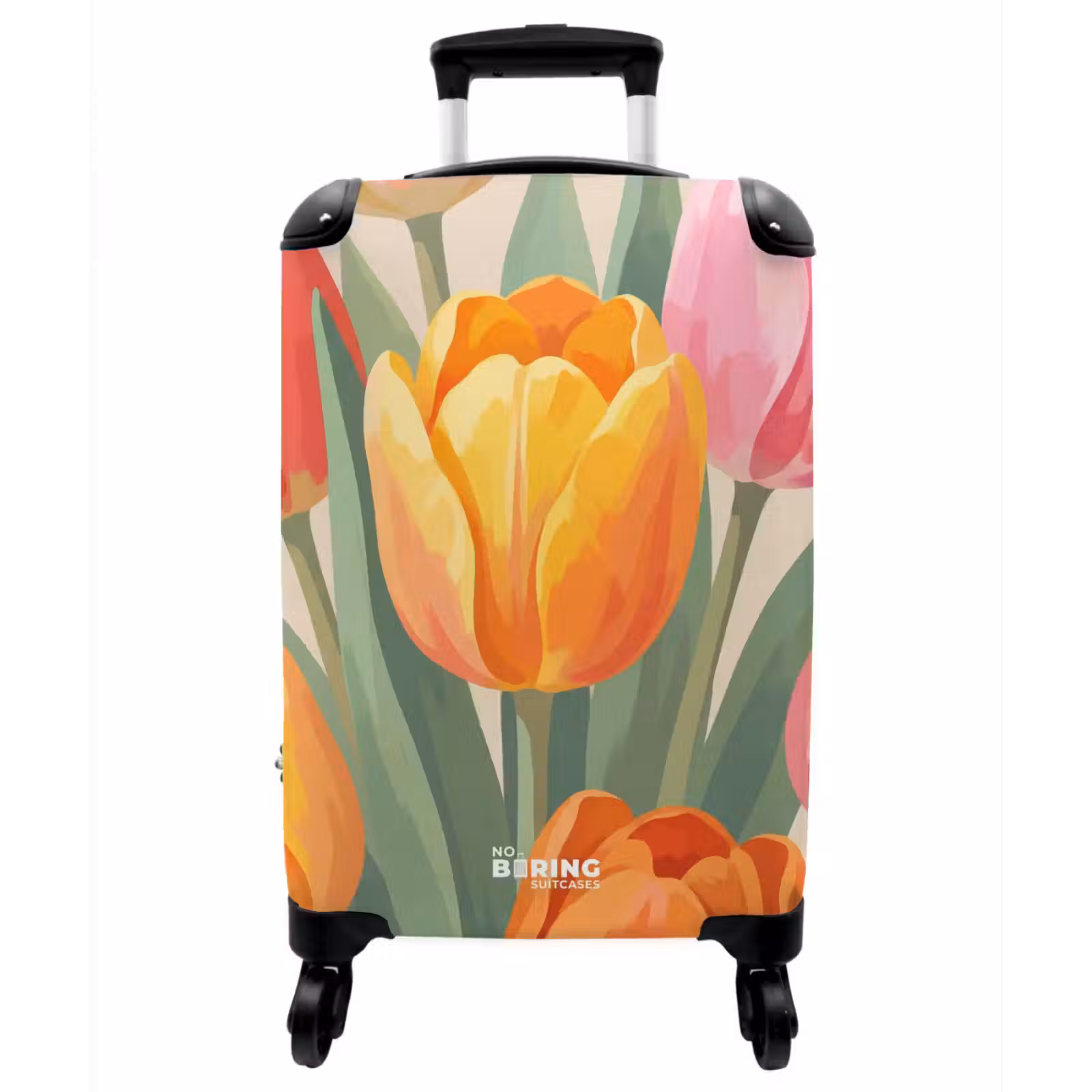 Koffer - Tulpen – Abstrakt – Farbenfroh - Tulpen - Abstract - Kleurrijk NBS - Handbagage koffer - Vrouwen middel