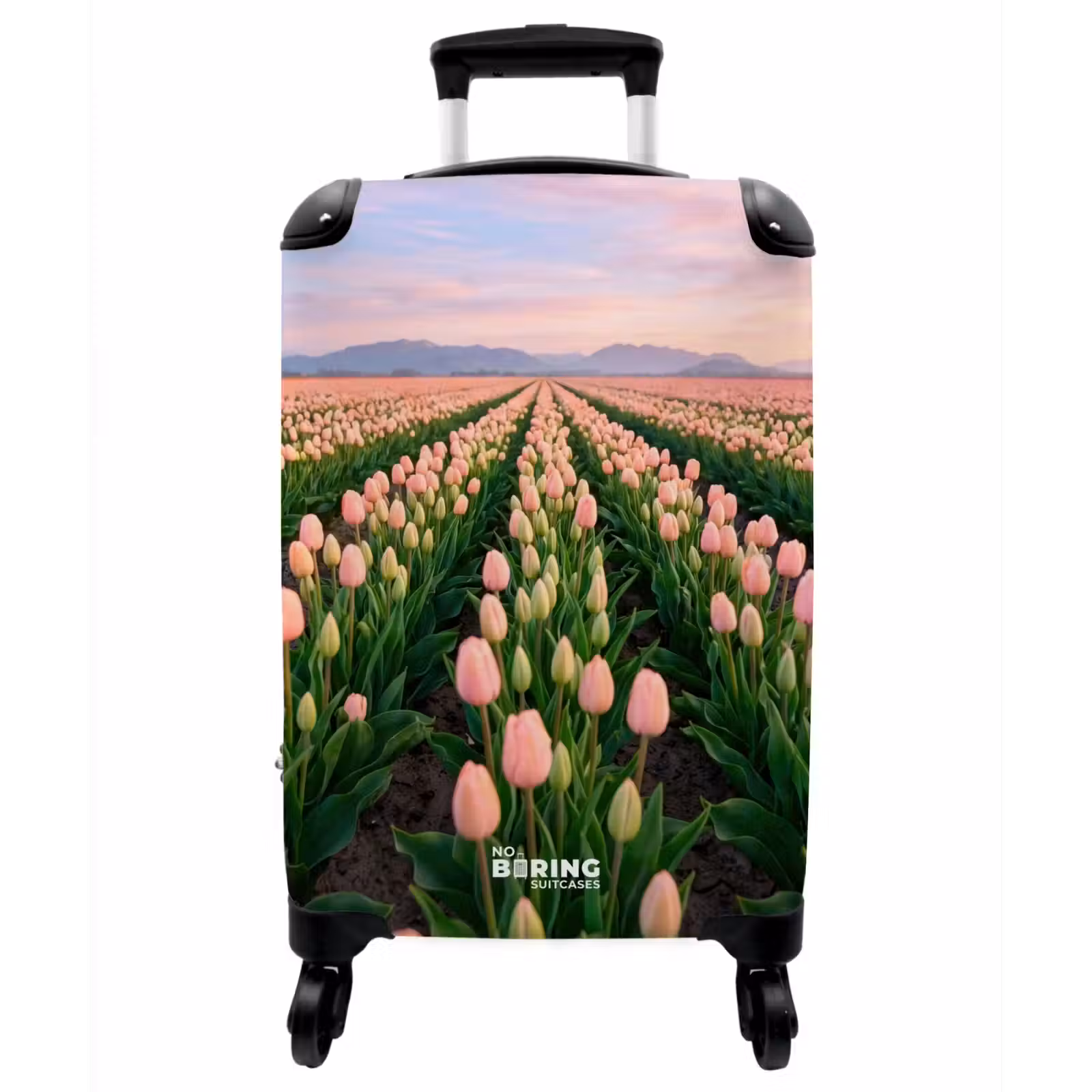 Koffer - Tulpen – Landschaft – Rosa - Tulpen - Landschap - Roze NBS - Handbagage koffer - Vrouwen middel
