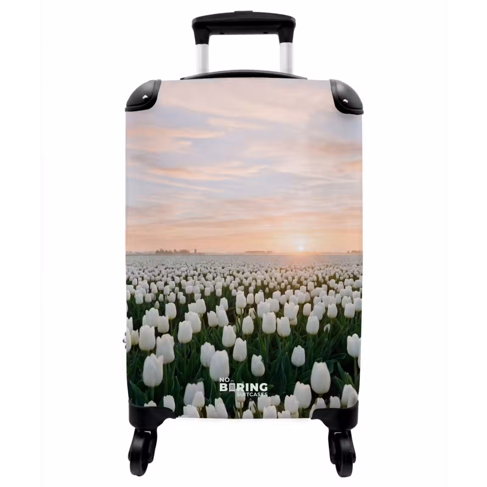 Koffer - Tulpen – Landschaft – Weiß - Tulpen - Landschap - Wit NBS - Handbagage koffer - Vrouwen middel
