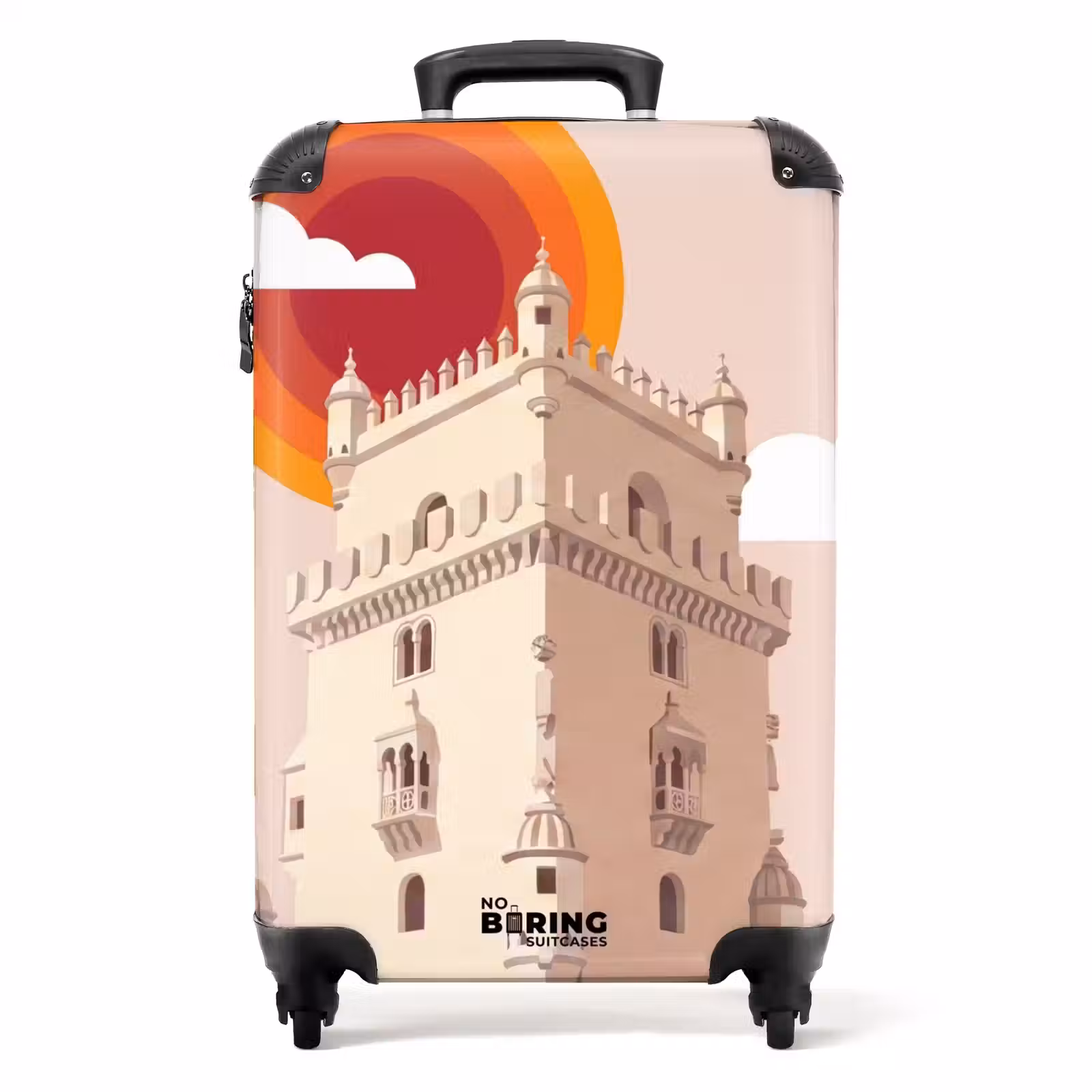 Koffer - Turm – Fluss – Architektur – Modern – Orange - Toren - Rivier - Architectuur - Modern - Oranje NBS - Handbagage koffer - Volwassenen Unisex middel