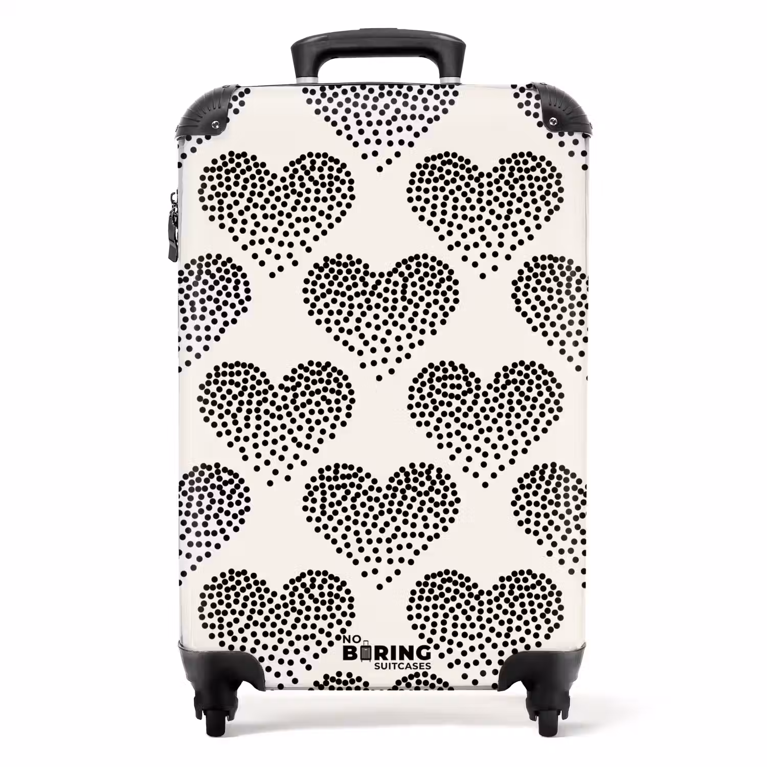 Valentijn stippen hart patroon zwart NBS - Handbagage koffer - Kinderen Unisex middel -productfoto_recht
