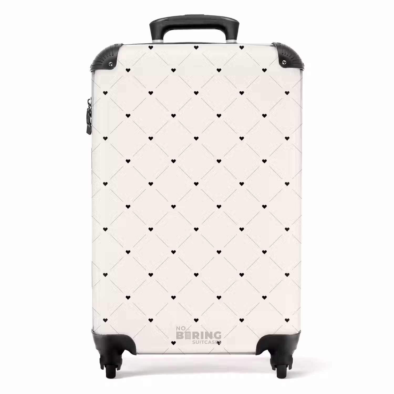Valentijn hartenruitmotief zwart wit NBS - Handbagage koffer - Kinderen Unisex middel -productfoto_recht