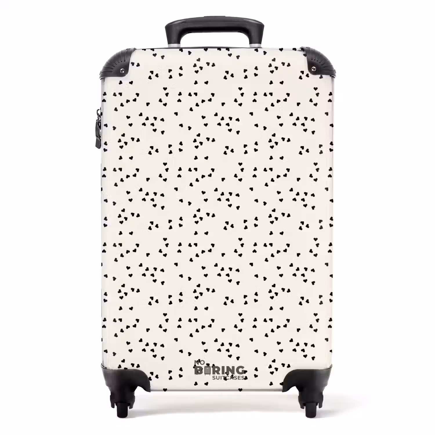 Valentijn verspreide hartjes patroon zwart NBS - Handbagage koffer - Kinderen Unisex middel -productfoto_recht