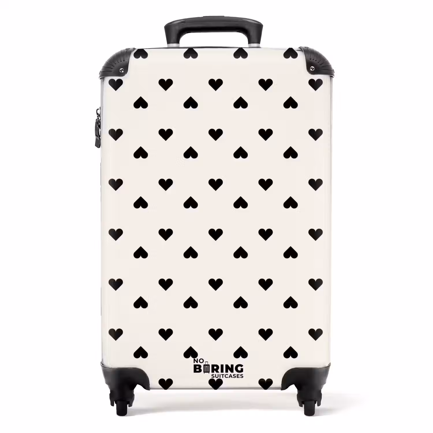 Valentijn harten in ruitpatroon zwart NBS - Handbagage koffer - Kinderen Unisex middel -productfoto_recht