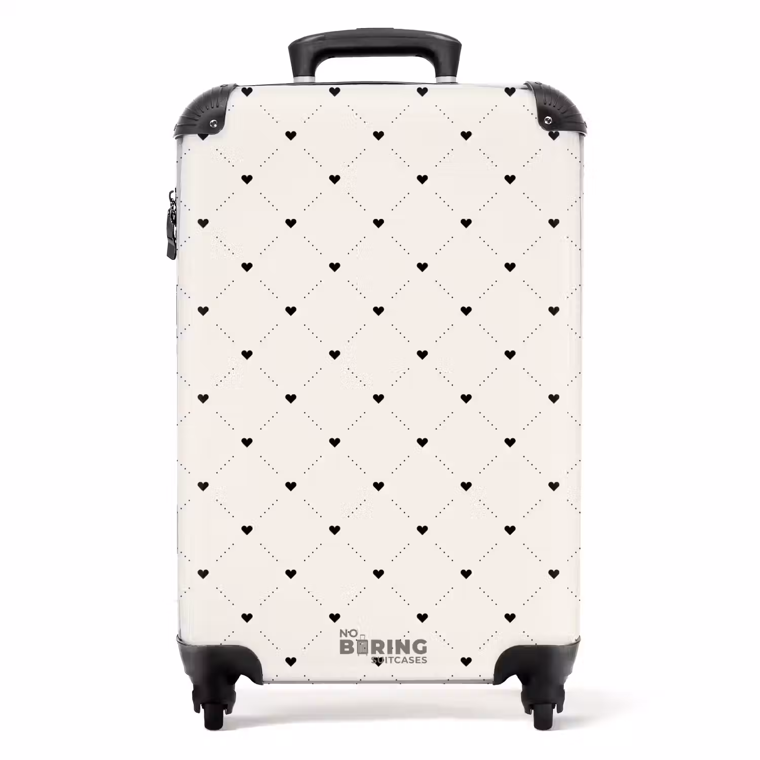 Valentijn stippen met hartjes patroon zwart NBS - Handbagage koffer - Kinderen Unisex middel -productfoto_recht