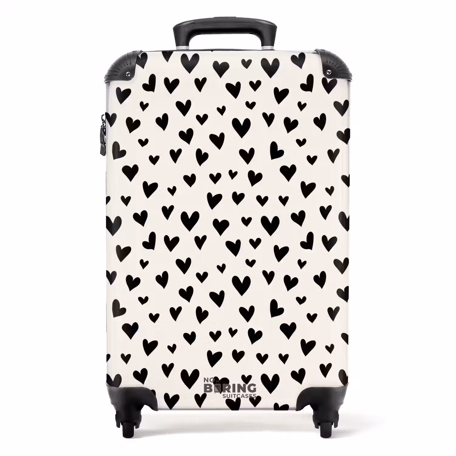 Valentijn harten patroon zwart NBS - Handbagage koffer - Kinderen Unisex middel -productfoto_recht