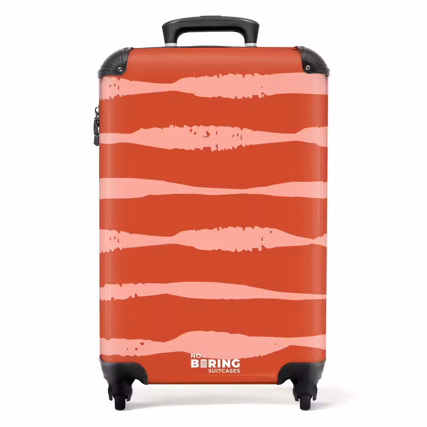 Speelse strepen op rode achtergrond NBS - Handbagage koffer - Kinderen Unisex middel -productfoto_recht