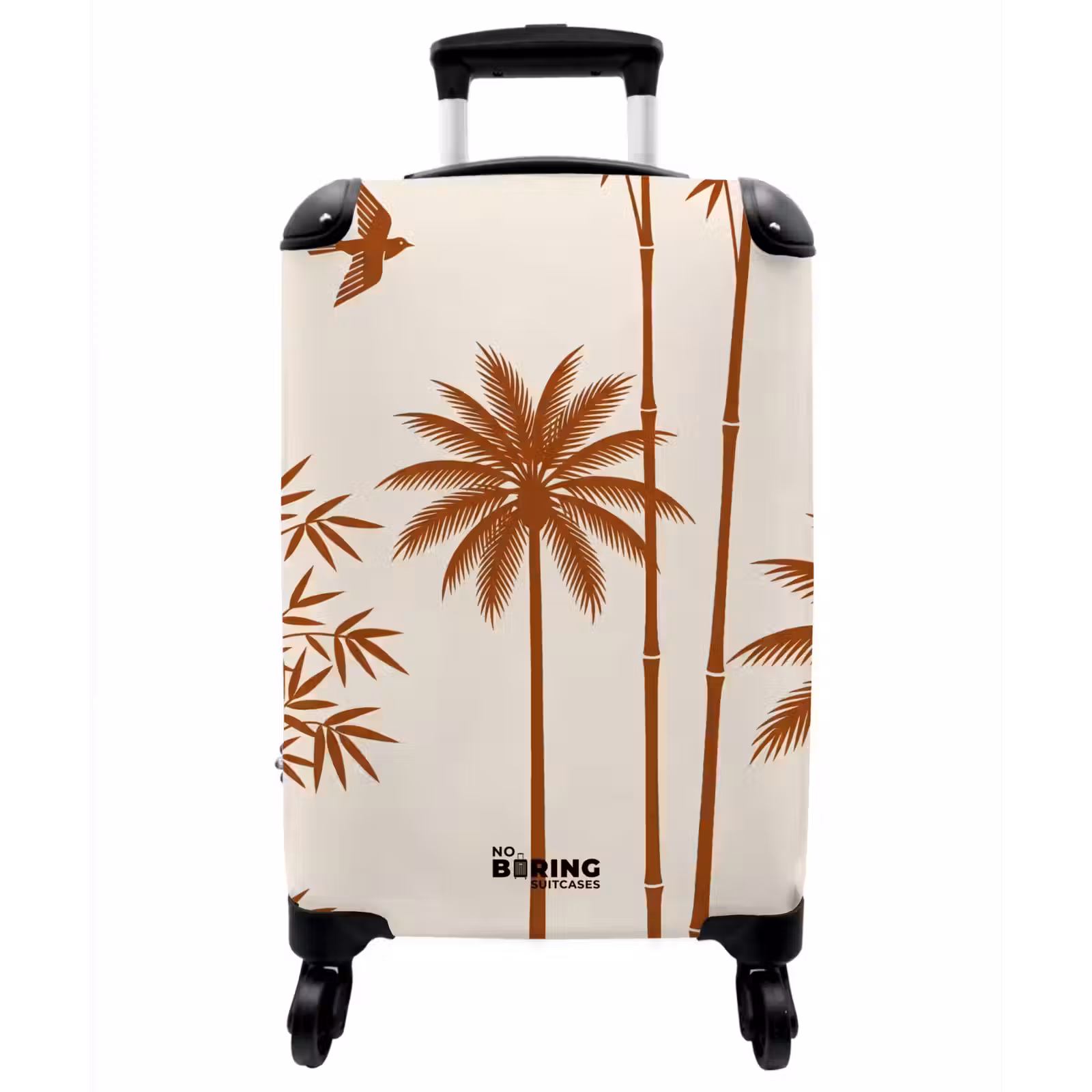 Koffer - Vogel – Baum – Tropisch – Minimalistisch – Braun - Vogel - Boom - Tropisch - Minimalistisch - Bruin NBS - Handbagage koffer - Vrouwen middel