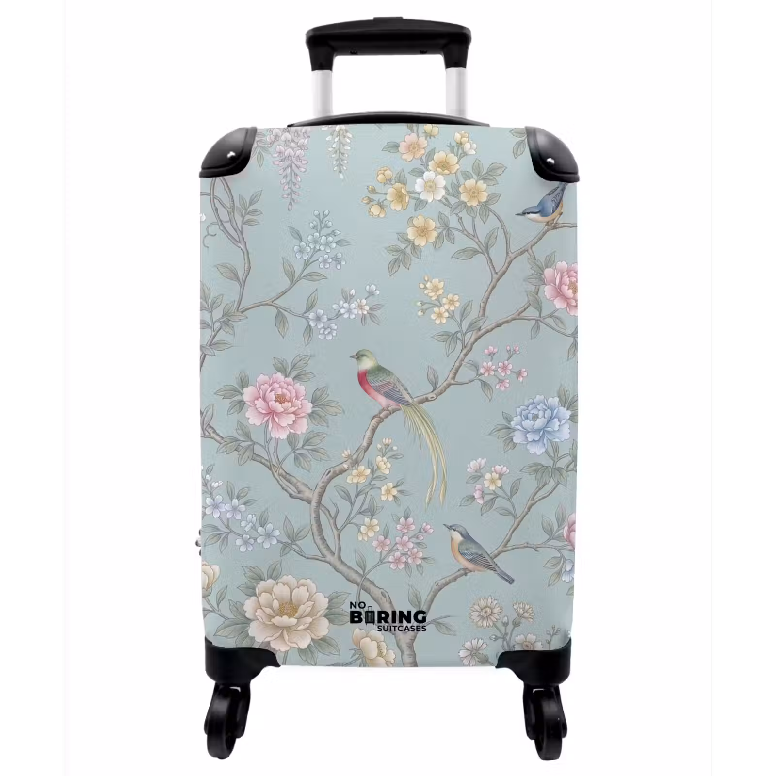 Koffer - Vogel – Blumen – Bunt - Vogel - Bloemen - Kleurrijk NBS - Handbagage koffer - Vrouwen middel
