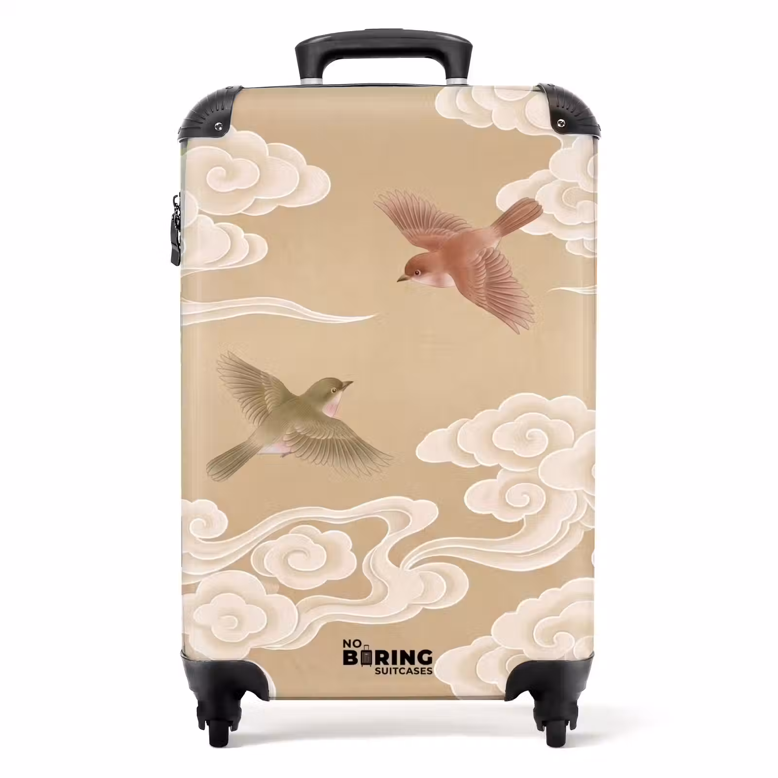 Koffer - Vögel – Fliegen – Beige - Vogels - Vliegen - Beige NBS - Handbagage koffer - Volwassenen Unisex middel