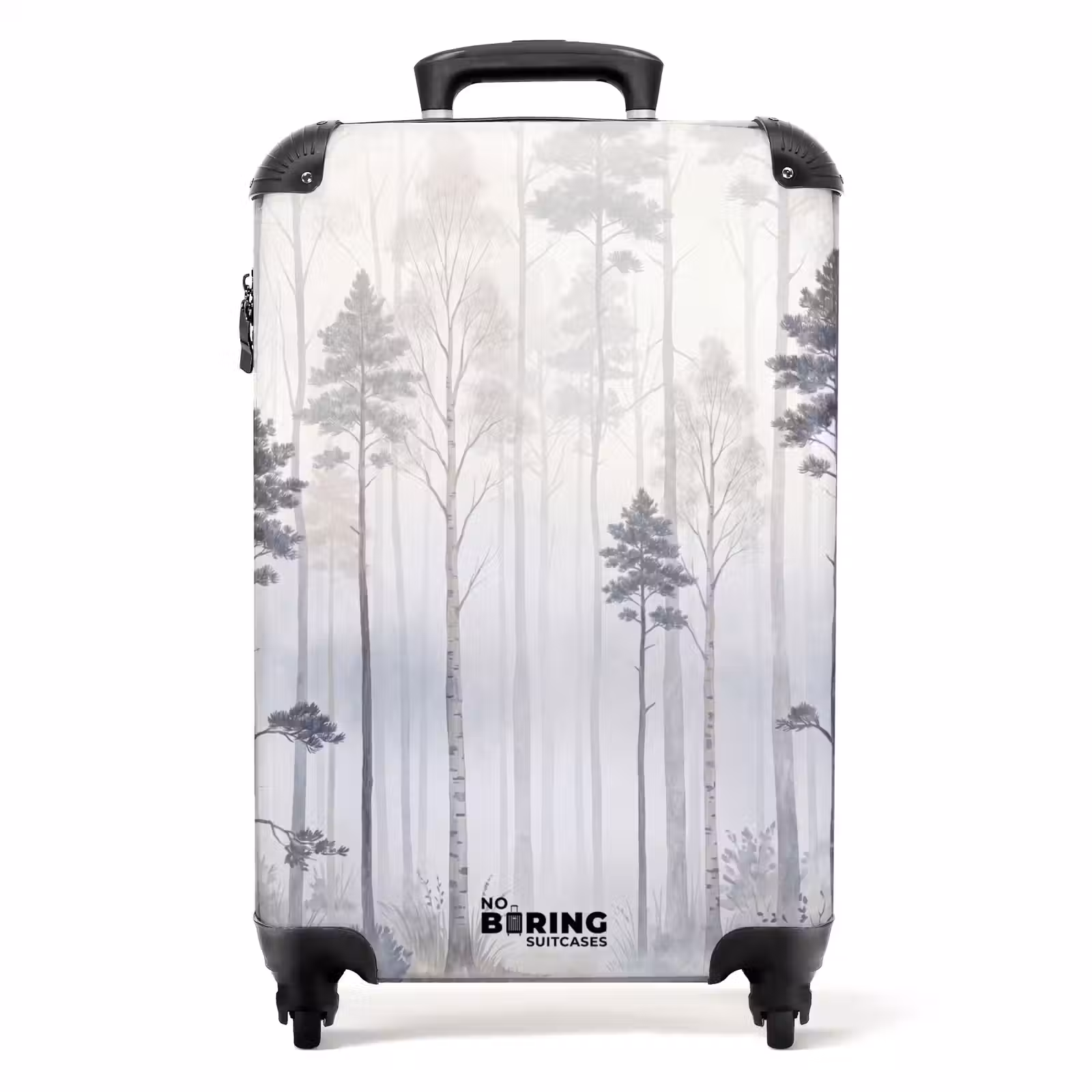 Koffer - Wald – Bäume – Nebel – Natur – Illustration – Grau - Bos - Bomen - Mist - Natuur - Illustratie - Grijs NBS - Handbagage koffer - Volwassenen Unisex middel