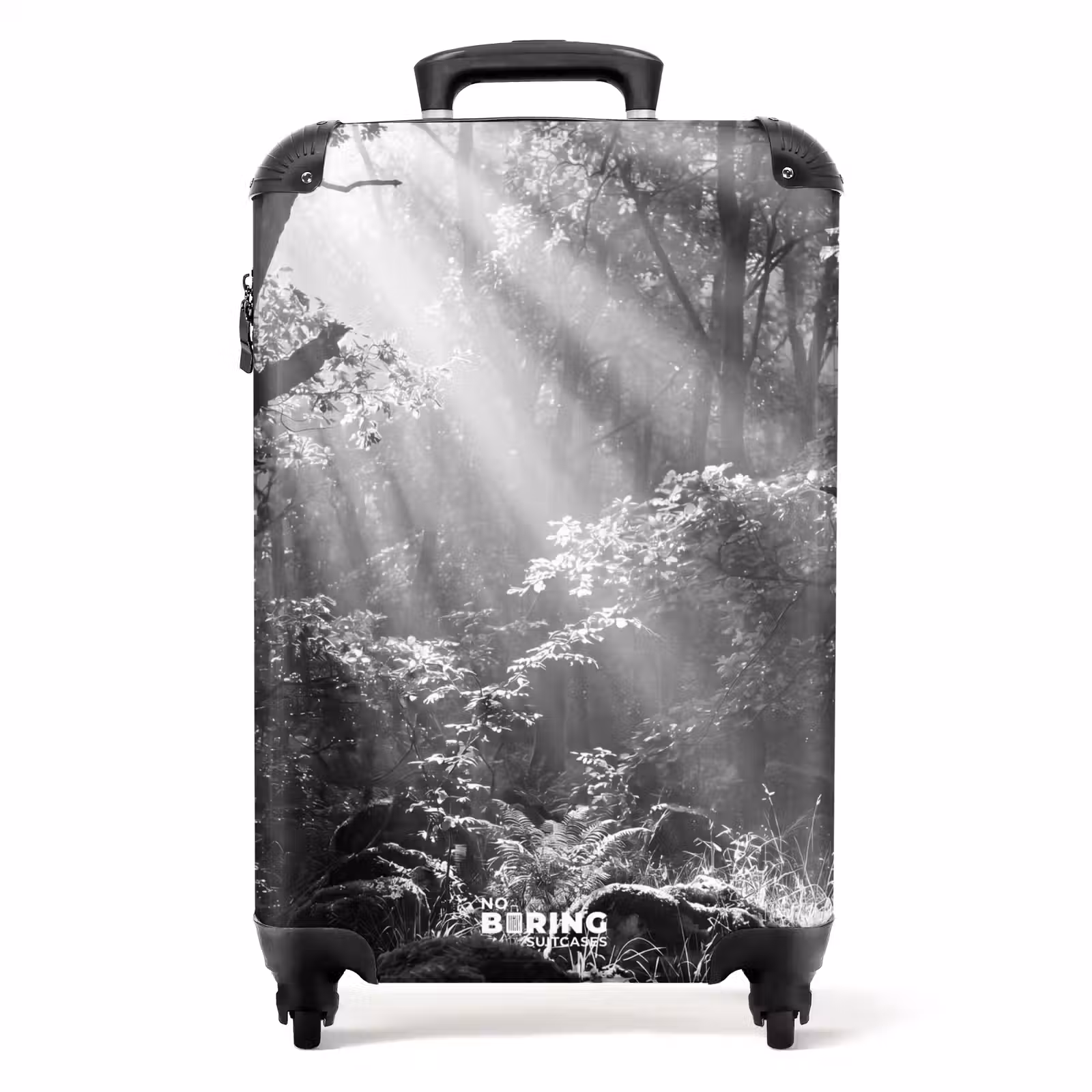 Koffer - Wald – Lichtstrahlen – Natur – Schwarz-Weiß - Bos - Lichtstralen - Natuur - Zwart-wit NBS - Handbagage koffer - Volwassenen Unisex middel