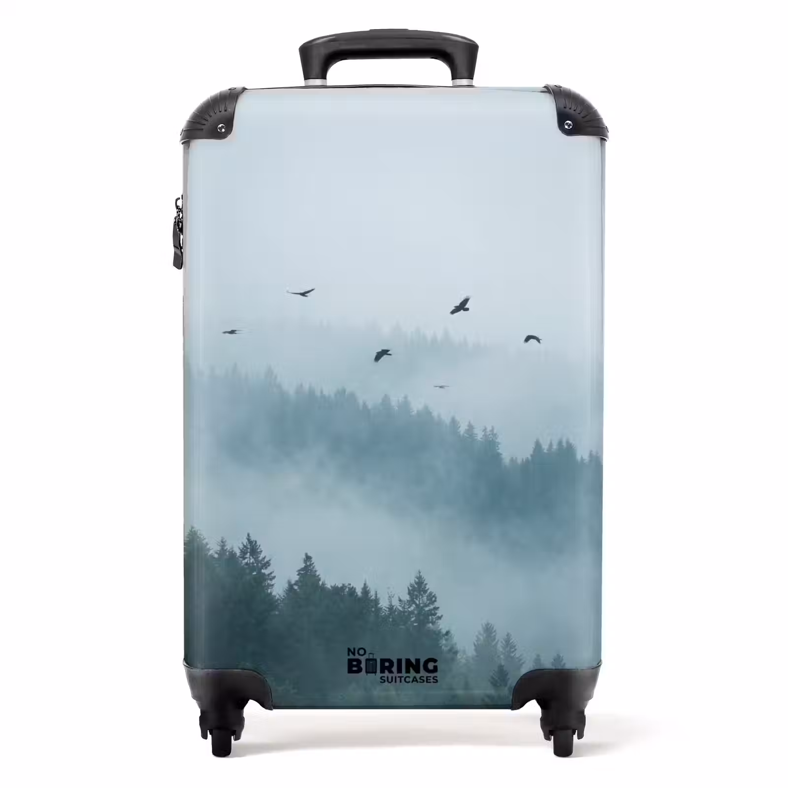 Koffer - Wald – Nebel – Vögel – Natur – Grün - Bos - Mist - Vogels - Natuur - Groen NBS - Handbagage koffer - Volwassenen Unisex middel