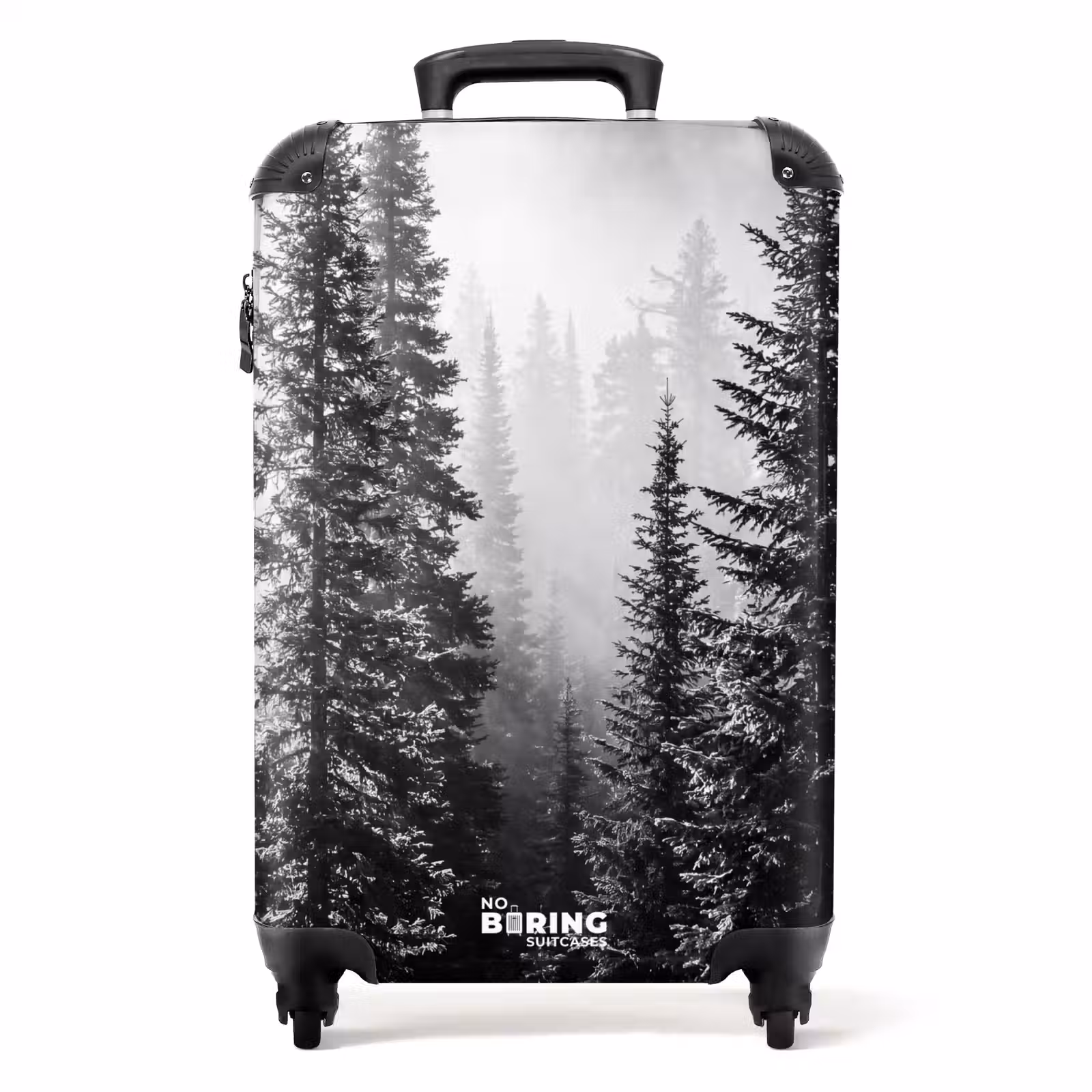 Koffer - Wald – Nebel – Winter – Monochrom – Natur - Bos - Mist - Winter - Monochroom - Natuur NBS - Handbagage koffer - Volwassenen Unisex middel