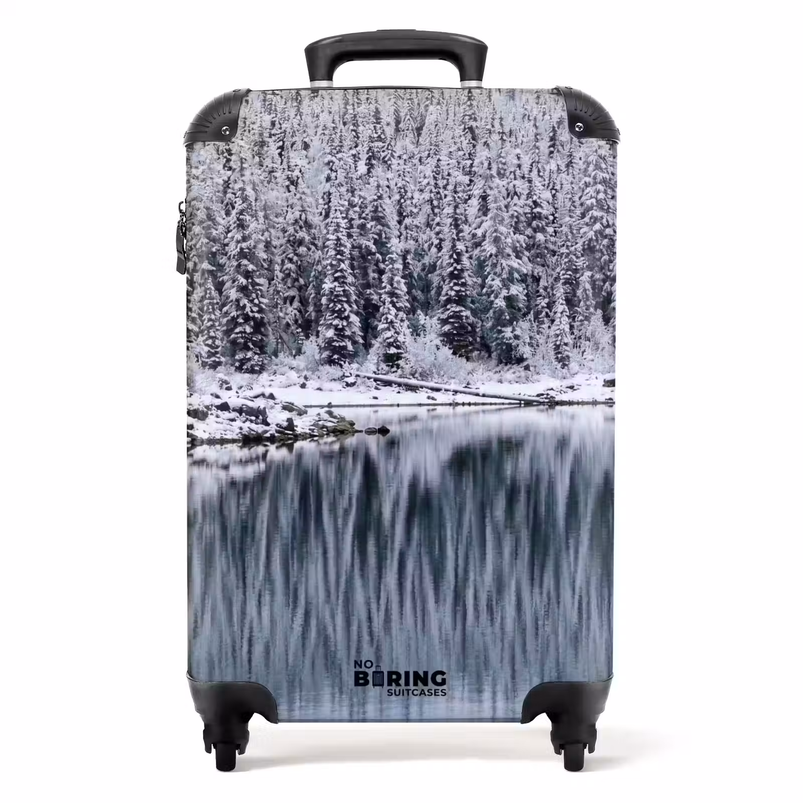 Koffer - Wald – Reflexion – See – Winter – Gelassenheit - Bos - Reflectie - Meer - Winter - Serene NBS - Handbagage koffer - Volwassenen Unisex middel
