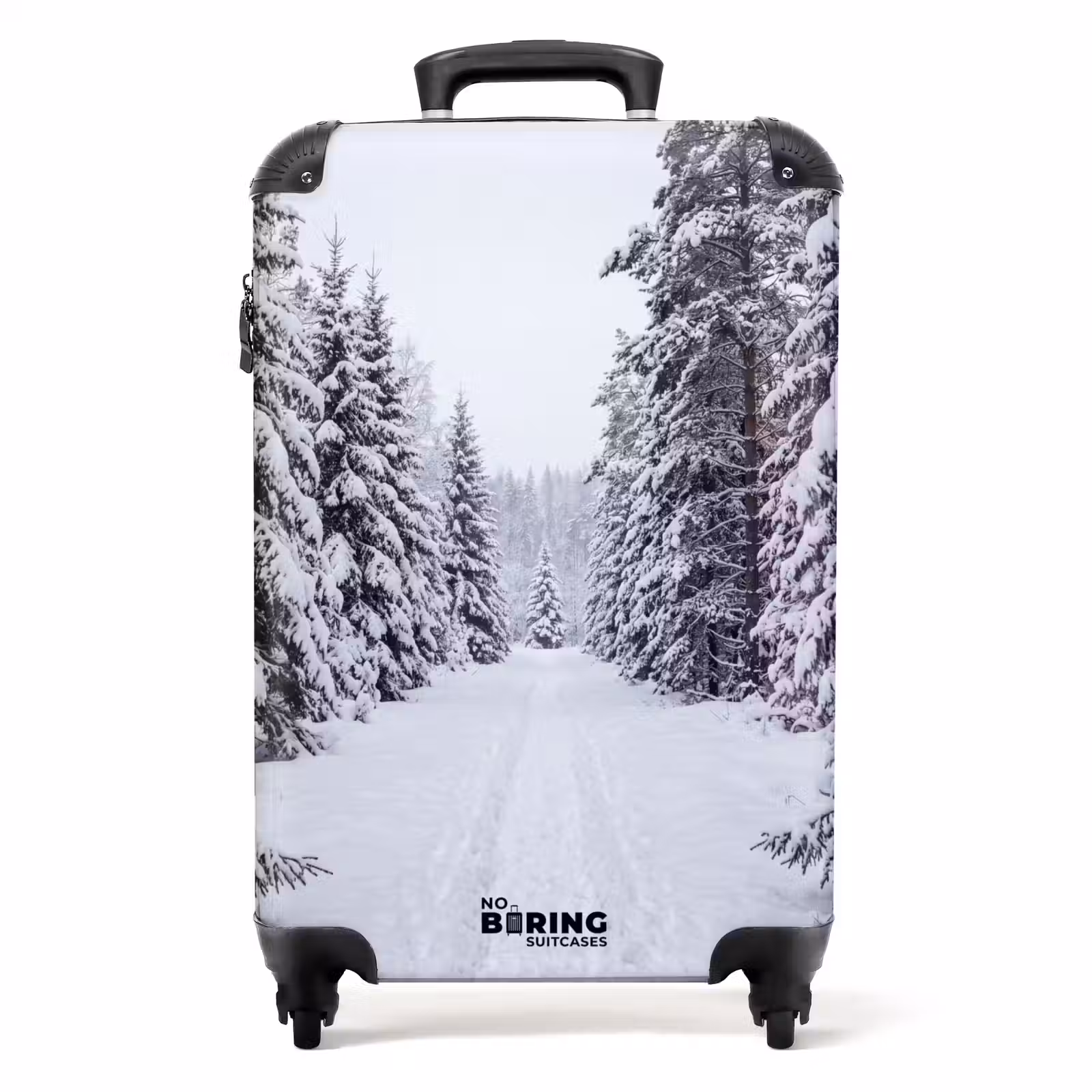 Koffer - Wald – Winter – Schnee – Weg – Natur - Bos - Winter - Sneeuw - Pad - Natuur NBS - Handbagage koffer - Volwassenen Unisex middel