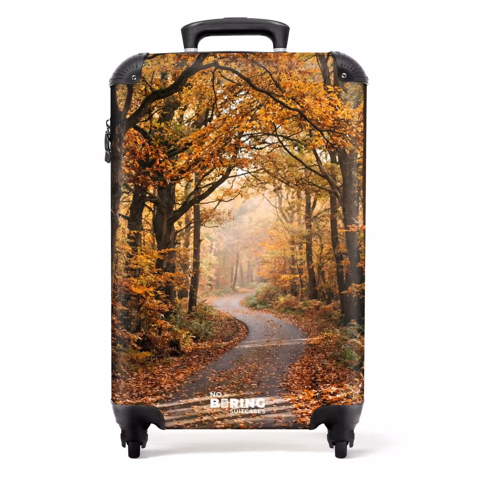 Koffer - Waldweg – Herbstwald – Blätter – Orange – Nostalgisch - Bospad - Herfstbos - Bladeren - Oranje - Nostalgisch NBS - Handbagage koffer - Volwassenen Unisex middel