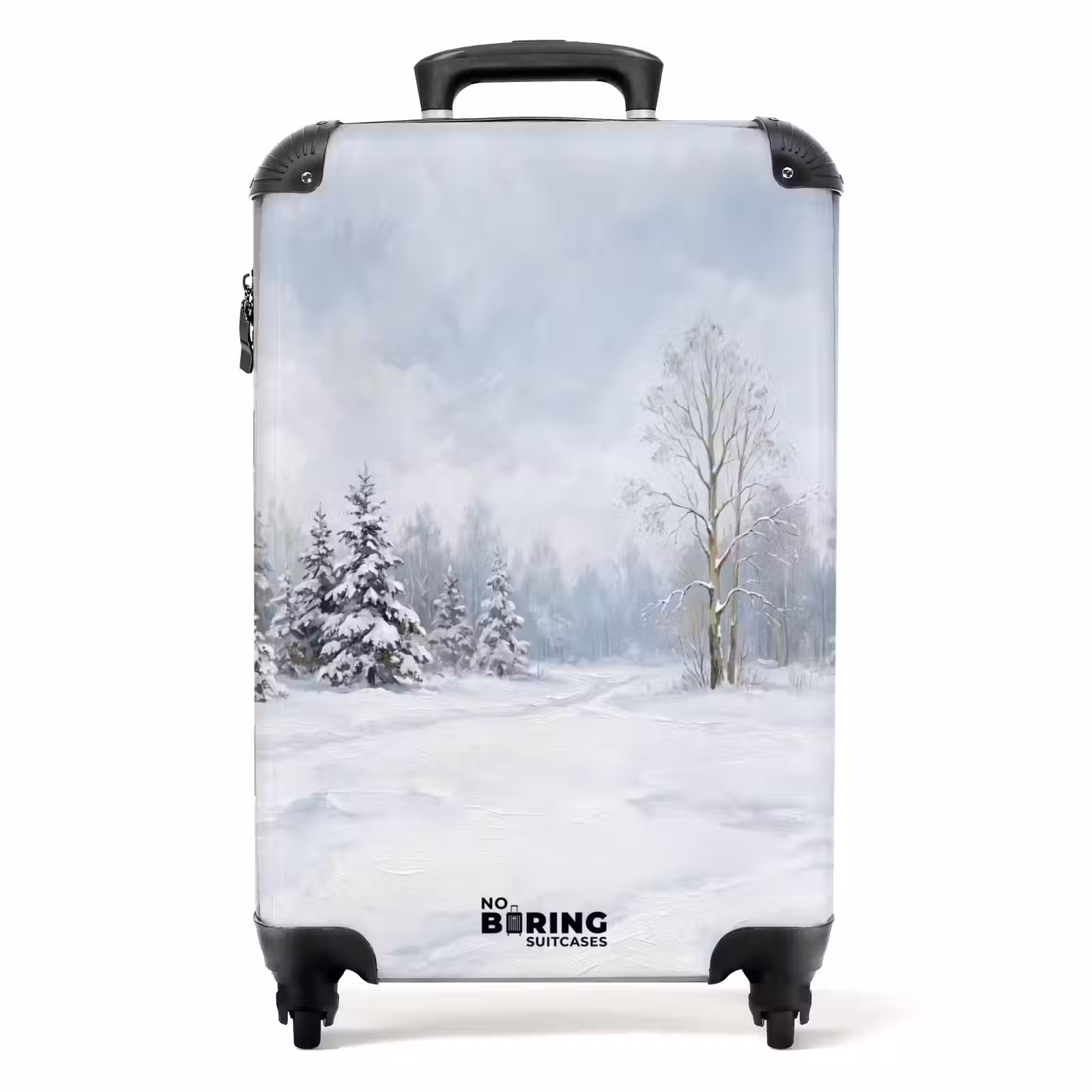 Koffer - Waldweg – Kiefern – Schnee – Winter – Beruhigend - Bospad - Dennen - Sneeuw - Winter - Rustgevend NBS - Handbagage koffer - Volwassenen Unisex middel