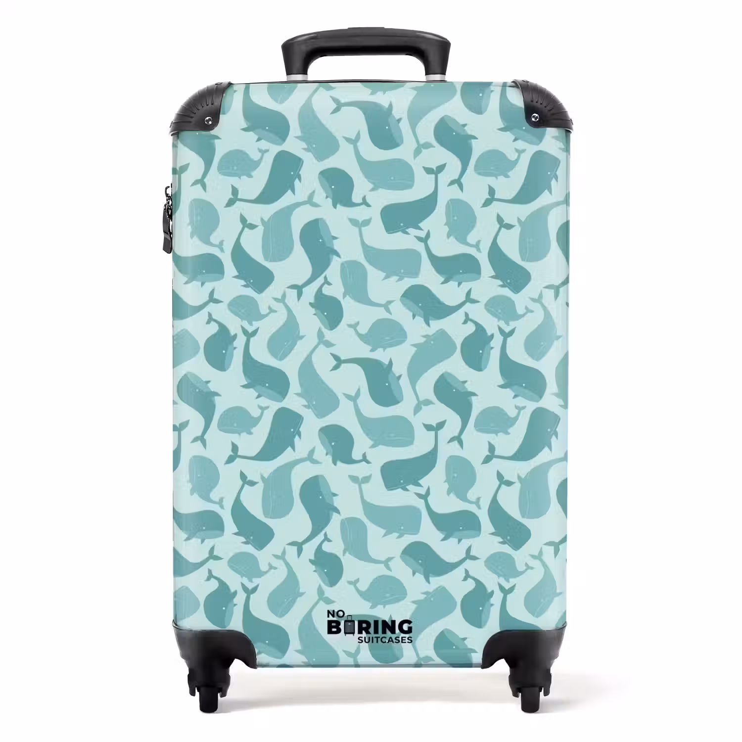 Walvissen patroon blauw groen NBS - Handbagage koffer - Kinderen Unisex middel -productfoto_recht