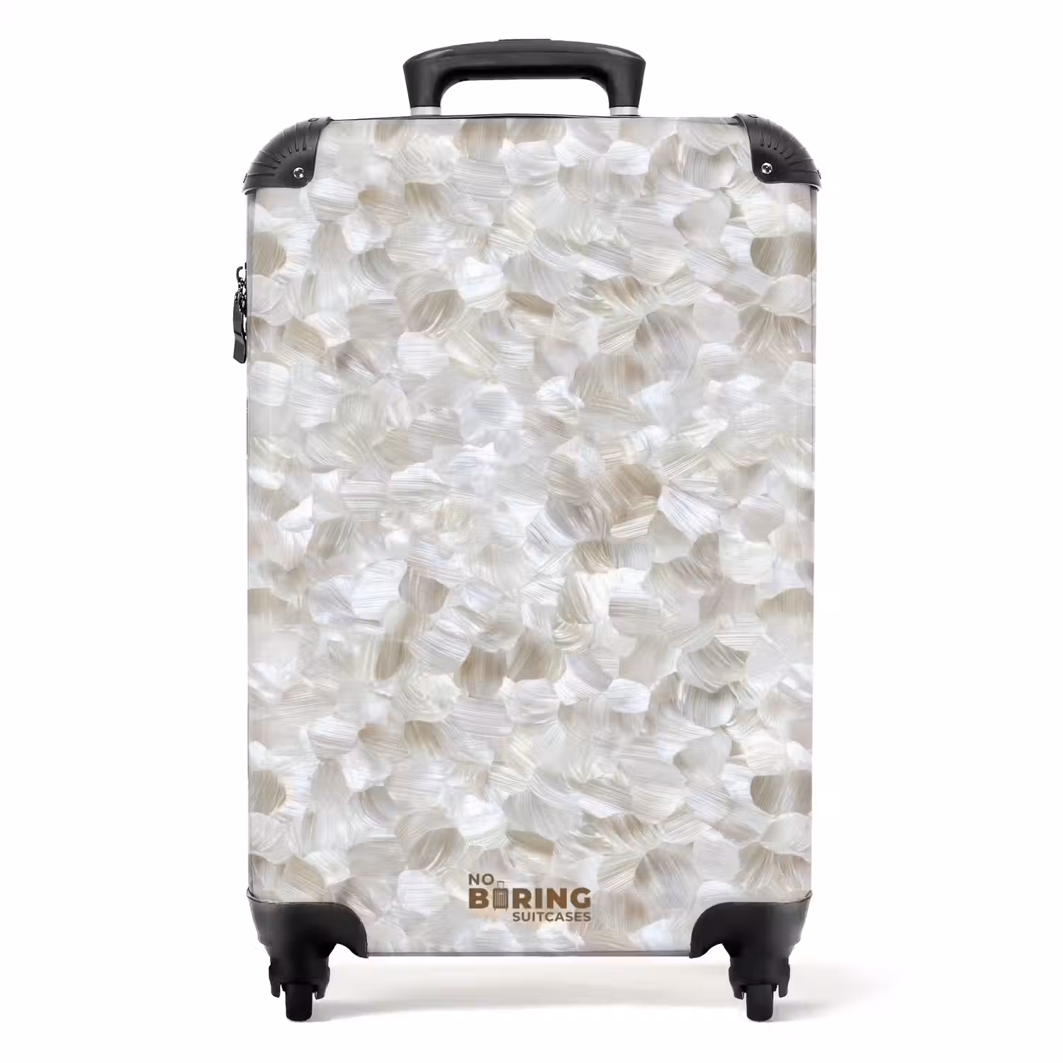 Wit - Penseelstreken - Reliëfeffect NBS - Handbagage koffer - Volwassenen Unisex middel -productfoto_recht