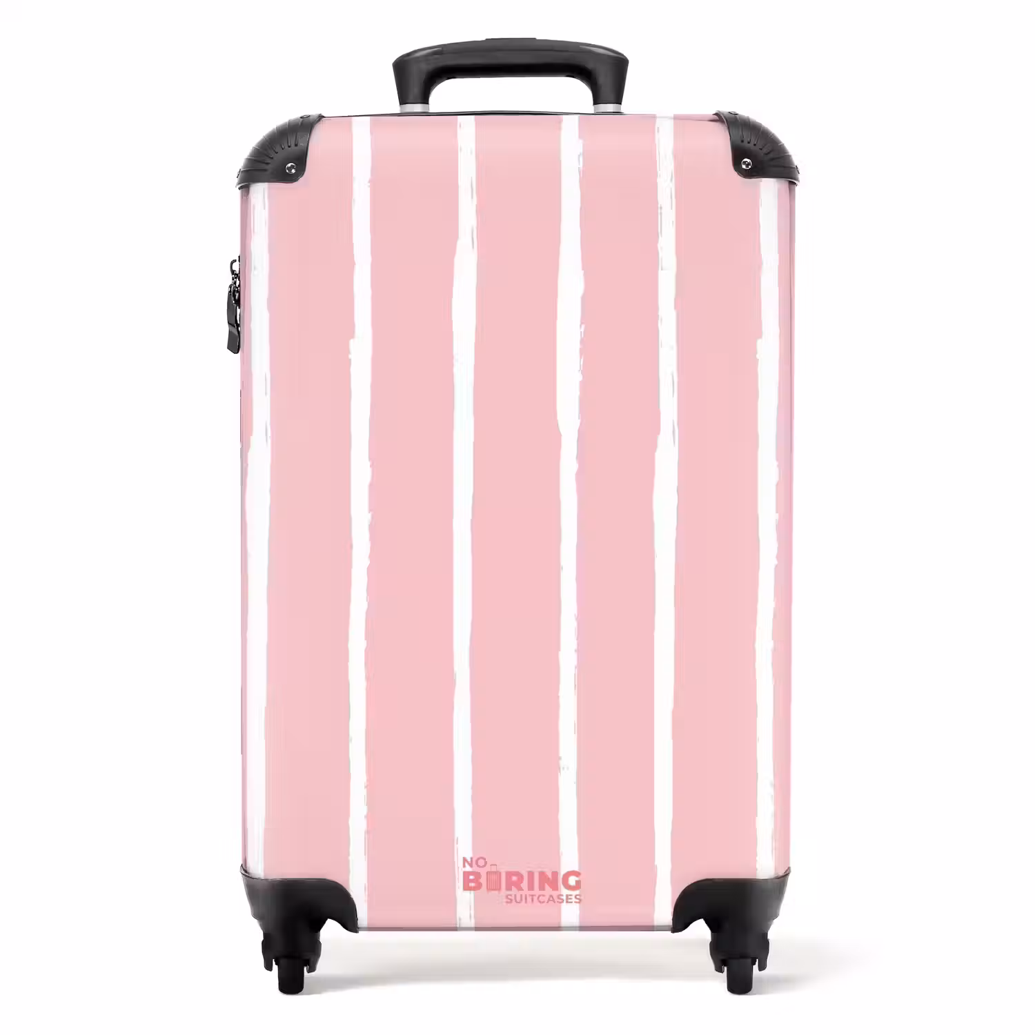 Witte penseelstrepen op roze achtergrond NBS - Handbagage koffer - Kinderen Unisex middel -productfoto_recht