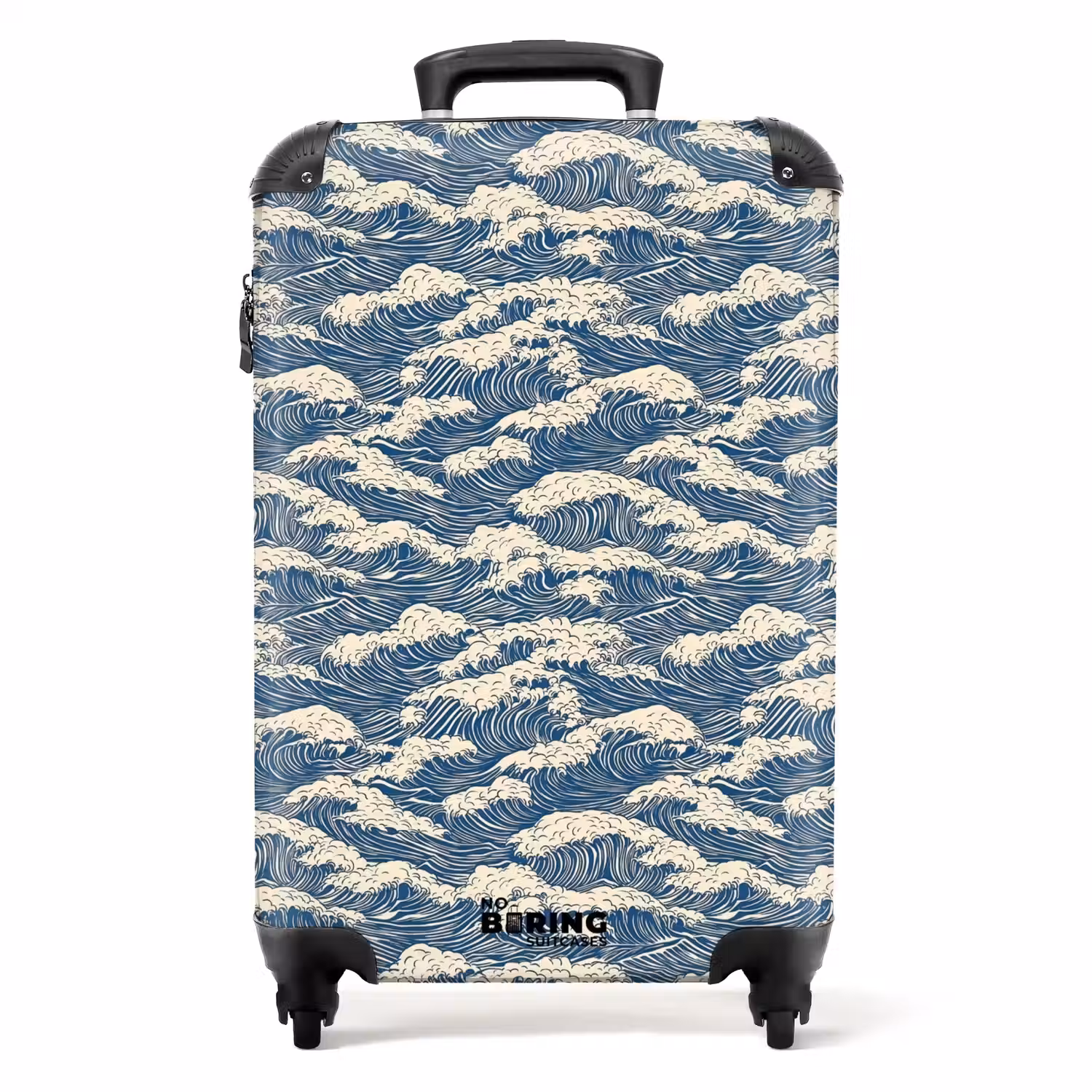 Golven - Ritmisch - Blauw NBS - Handbagage koffer - Volwassenen Unisex middel -productfoto_recht