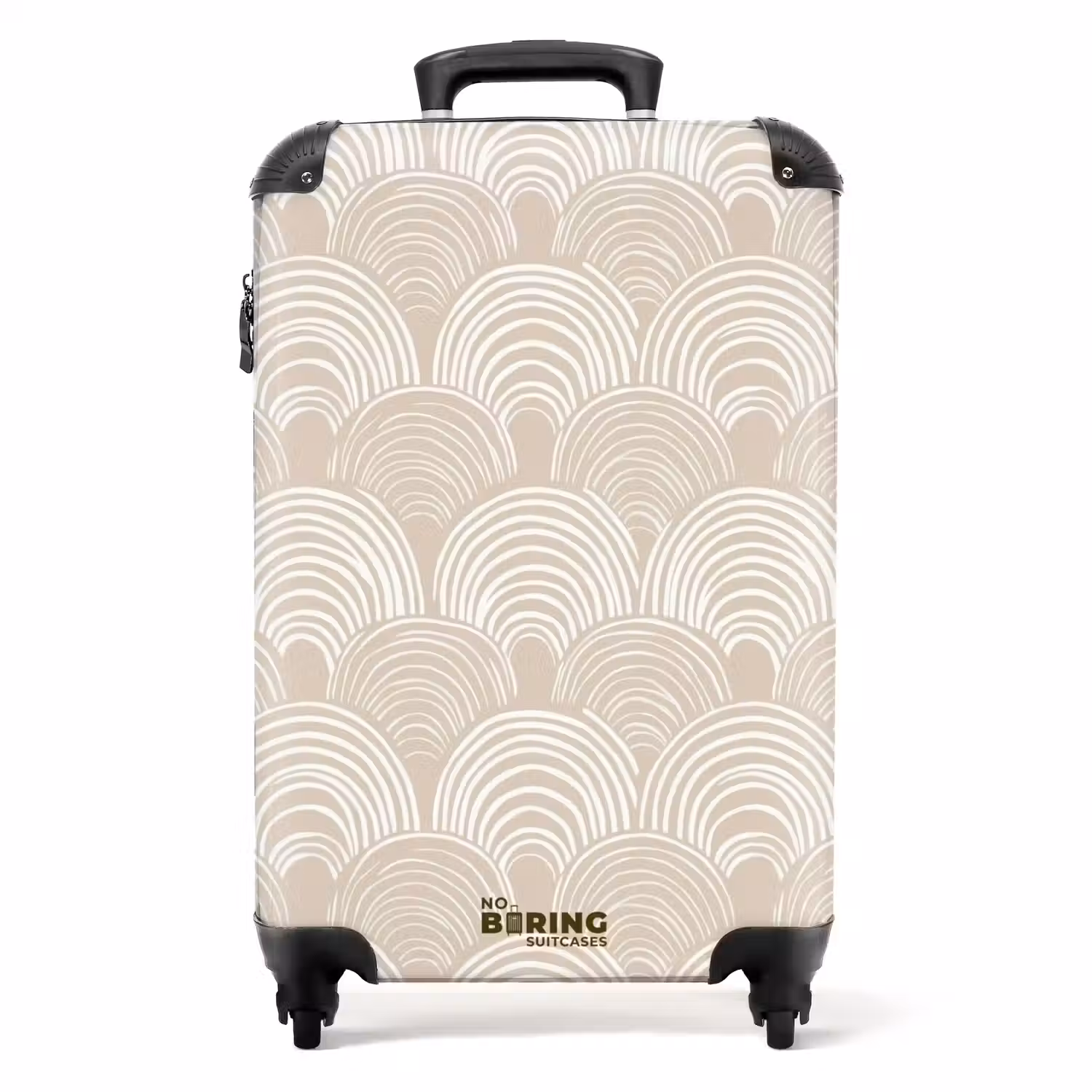 Golven - Structuur - Beige NBS - Handbagage koffer - Volwassenen Unisex middel -productfoto_recht
