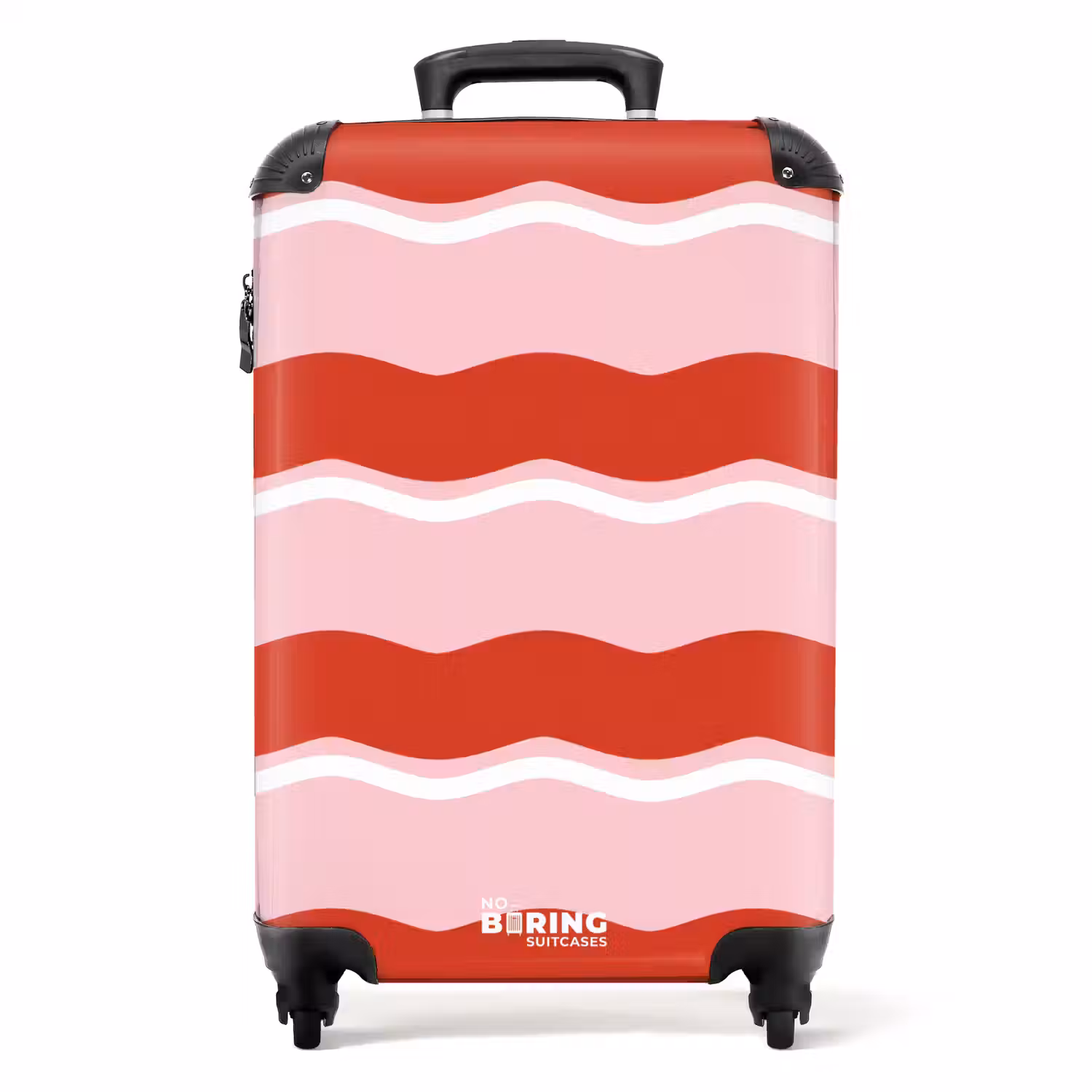 Golvende strepen in rood en roze NBS - Handbagage koffer - Unisex middel -productfoto_recht