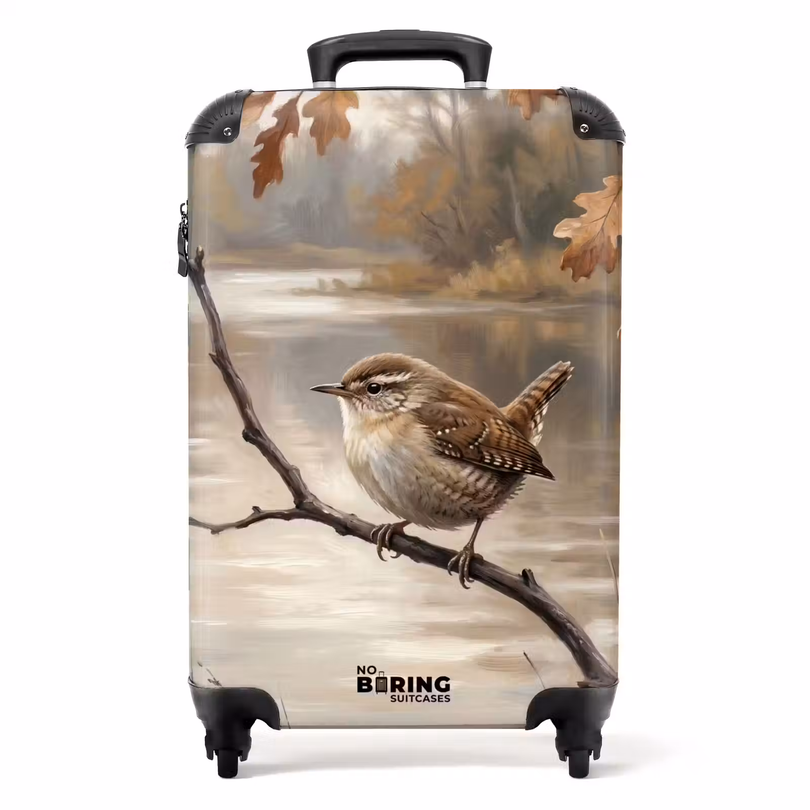 Koffer - Zaunkönig – Ast – Fluss – Natur – Stimmungsvoll - Winterkoninkje - Tak - Rivier - Natuur - Sfeervol NBS - Handbagage koffer - Volwassenen Unisex middel