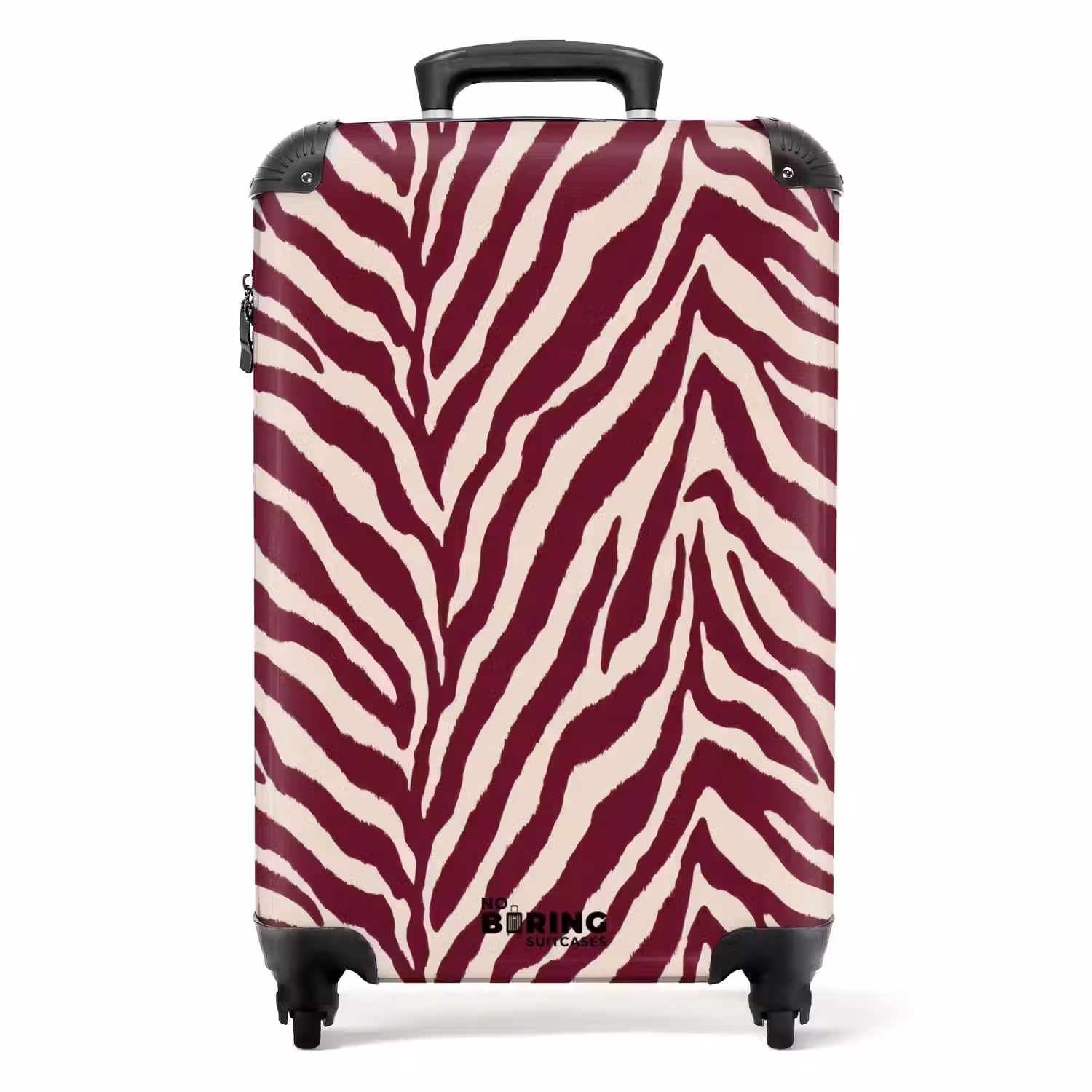 Zebra - Motief - Bordeaux - Rood NBS - Handbagage koffer - Volwassenen Unisex middel -productfoto_recht