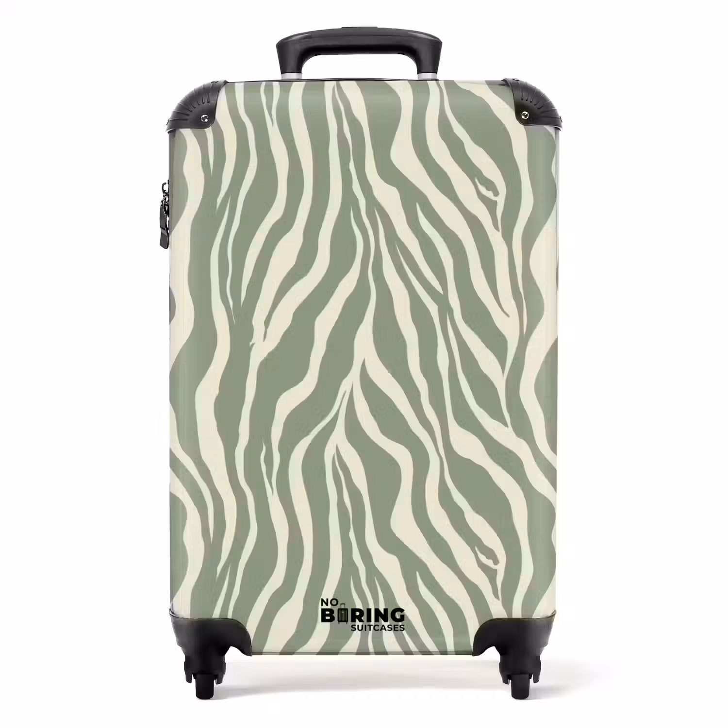 Zebra - Motief - Groen NBS - Handbagage koffer - Volwassenen Unisex middel -productfoto_recht