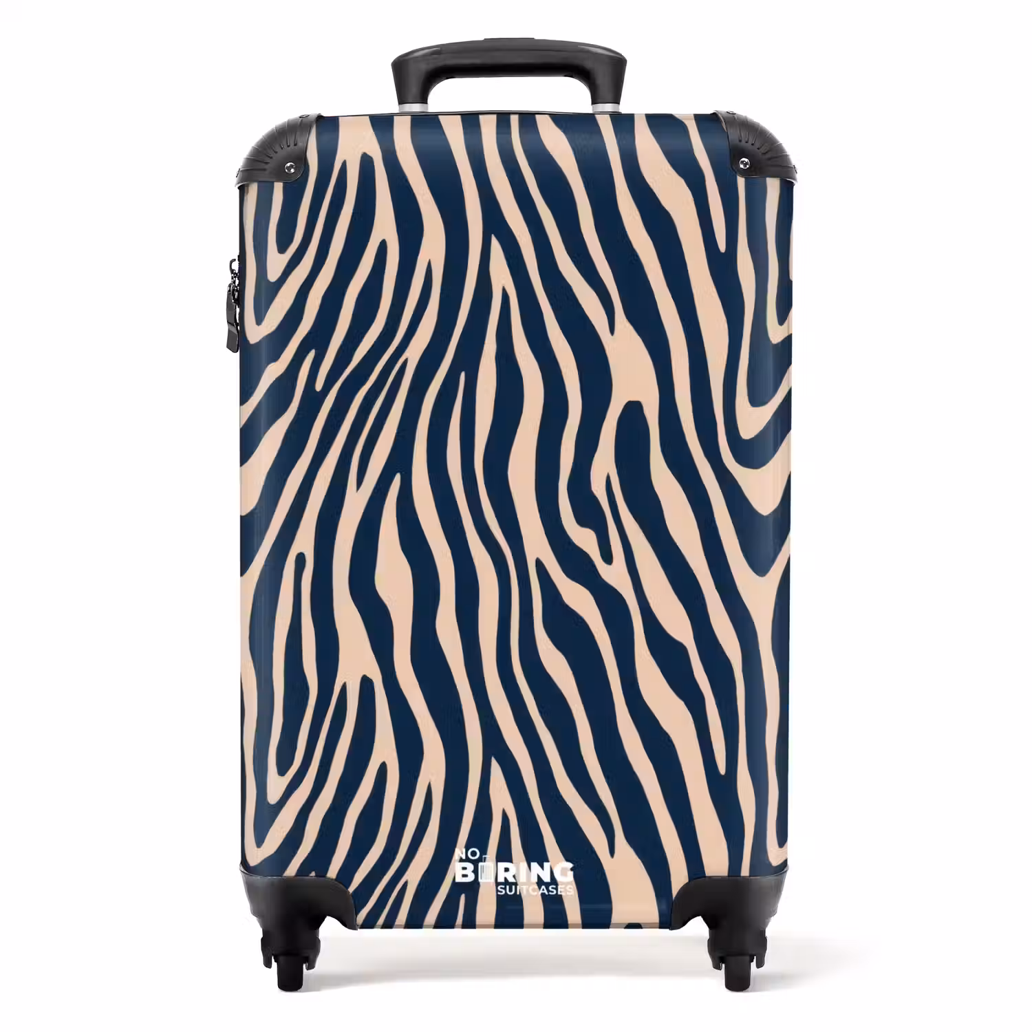 Zebra - Patroon - Blauw - Beige NBS - Handbagage koffer - Volwassenen Unisex middel -productfoto_recht