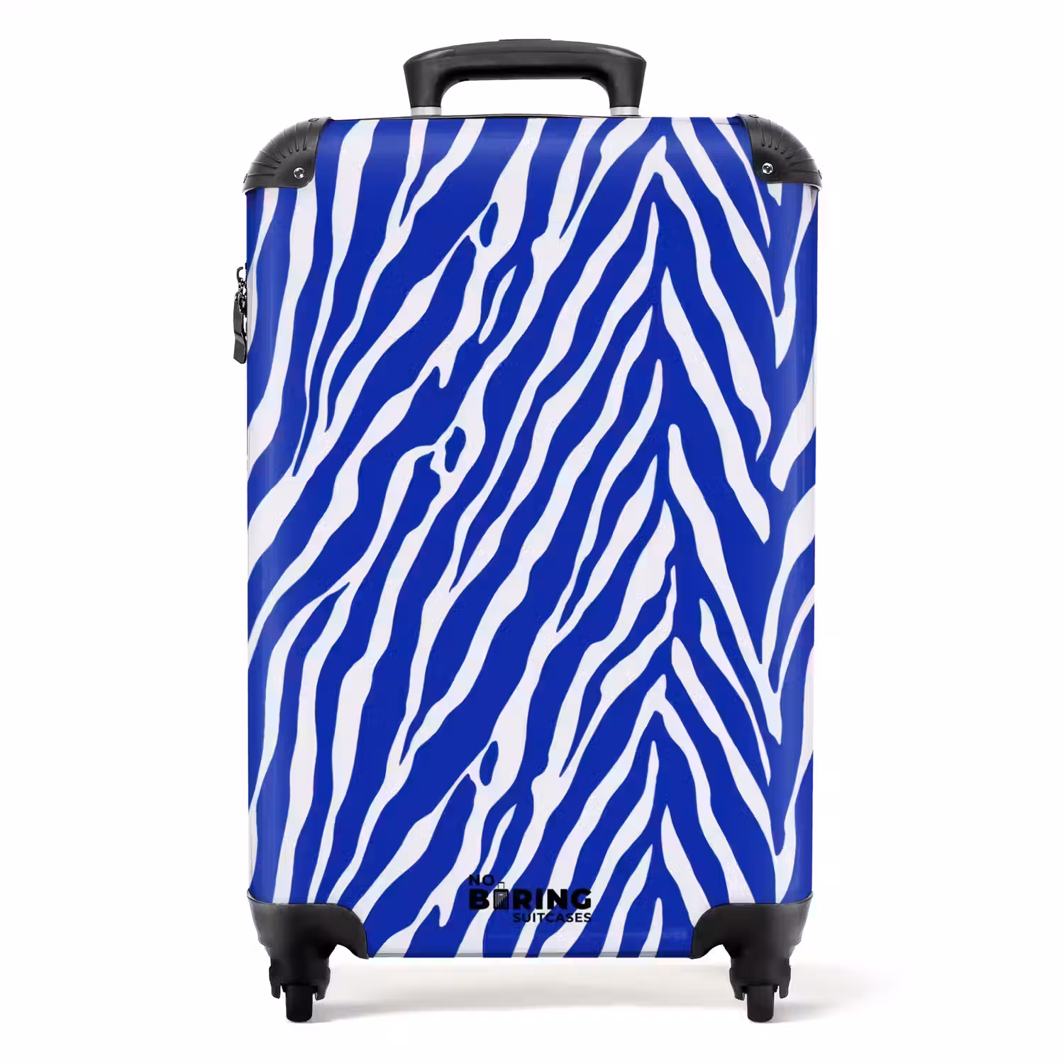 Zebra - Patroon - Kobalt - Blauw NBS - Handbagage koffer - Volwassenen Unisex middel -productfoto_recht
