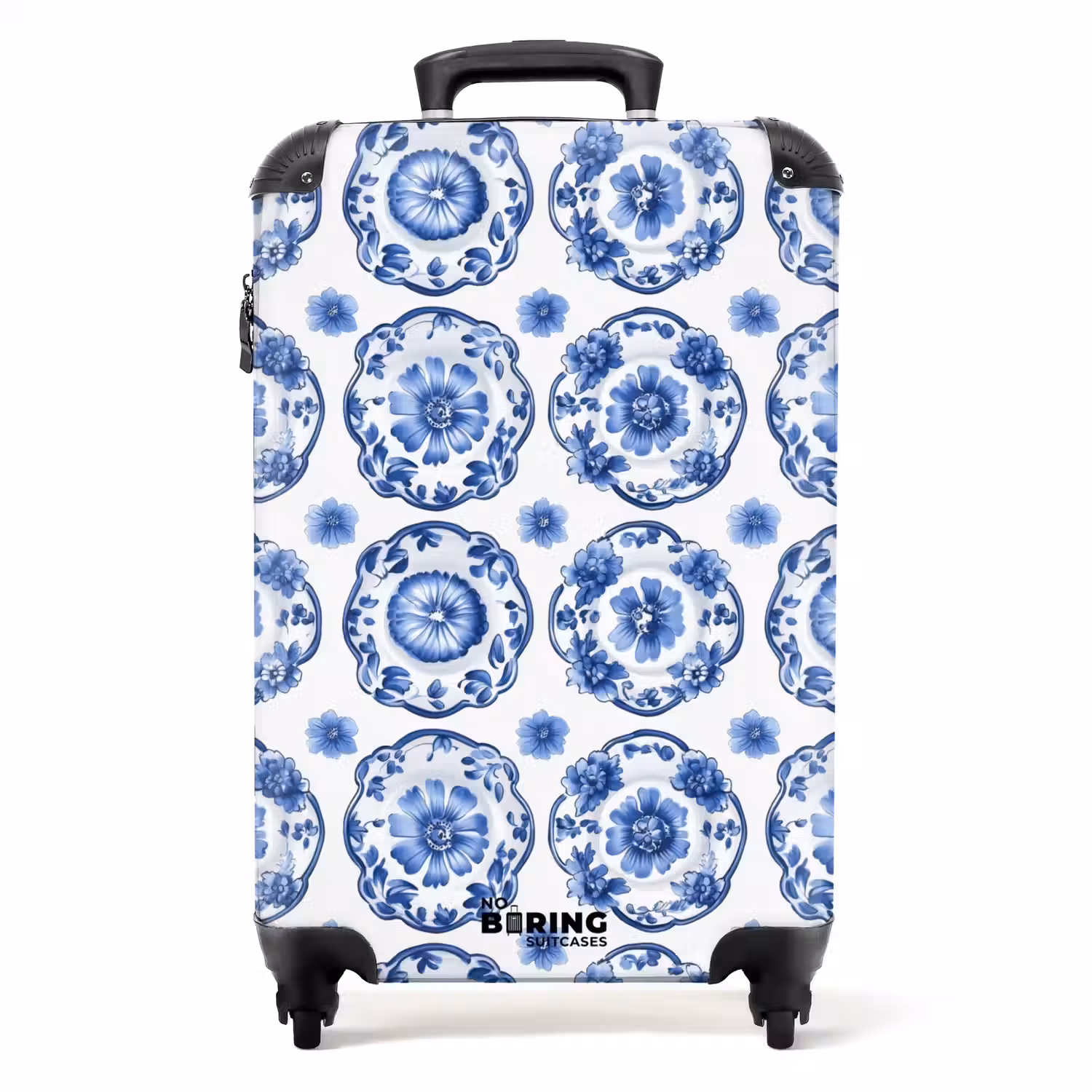 Sierborden - Bloemen - Blauw NBS - Handbagage koffer - Volwassenen Unisex middel -productfoto_recht